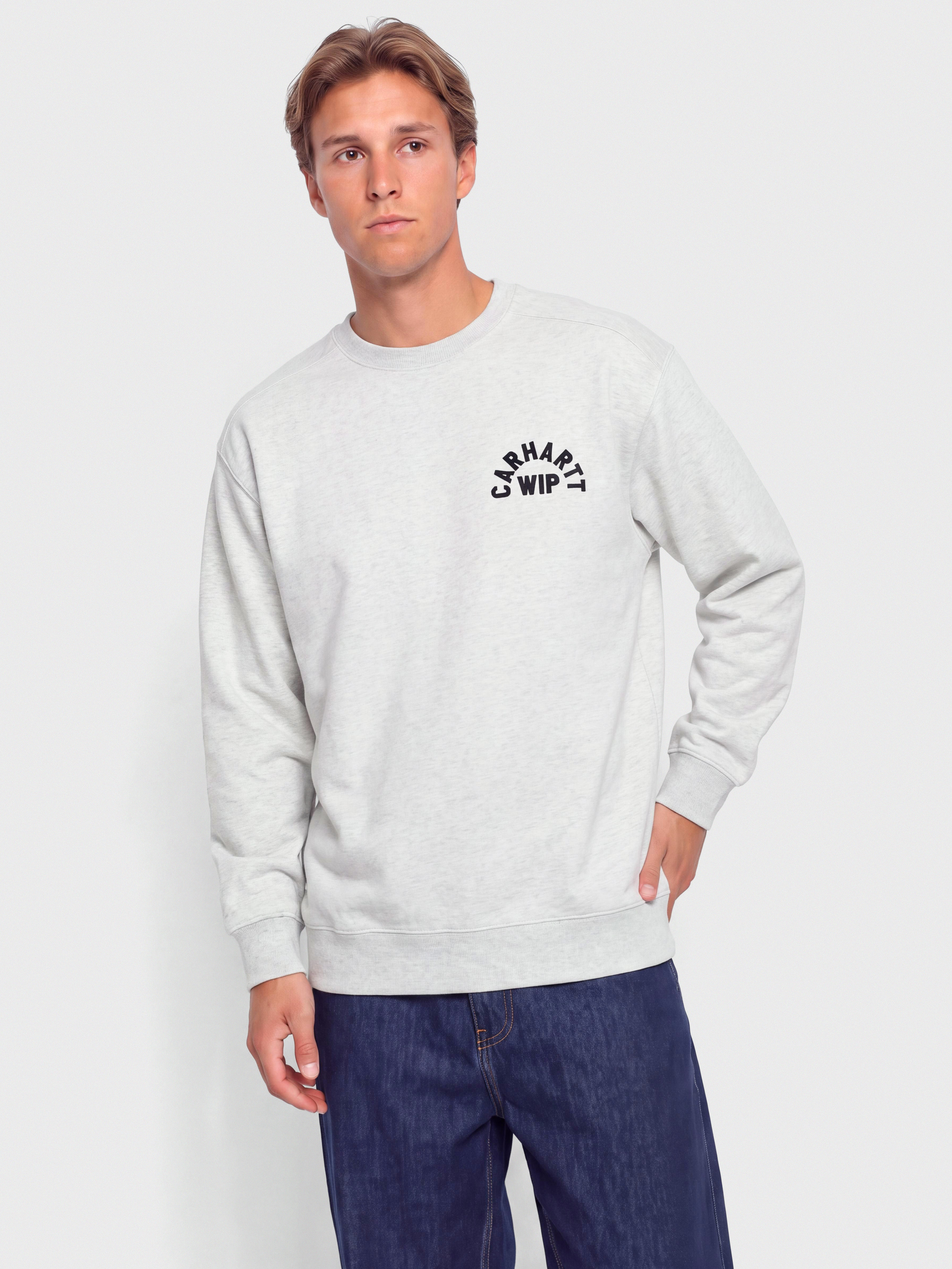 Carhartt WIP Sweatshirt Arch Script (ash heather/dark navy/stone washed)