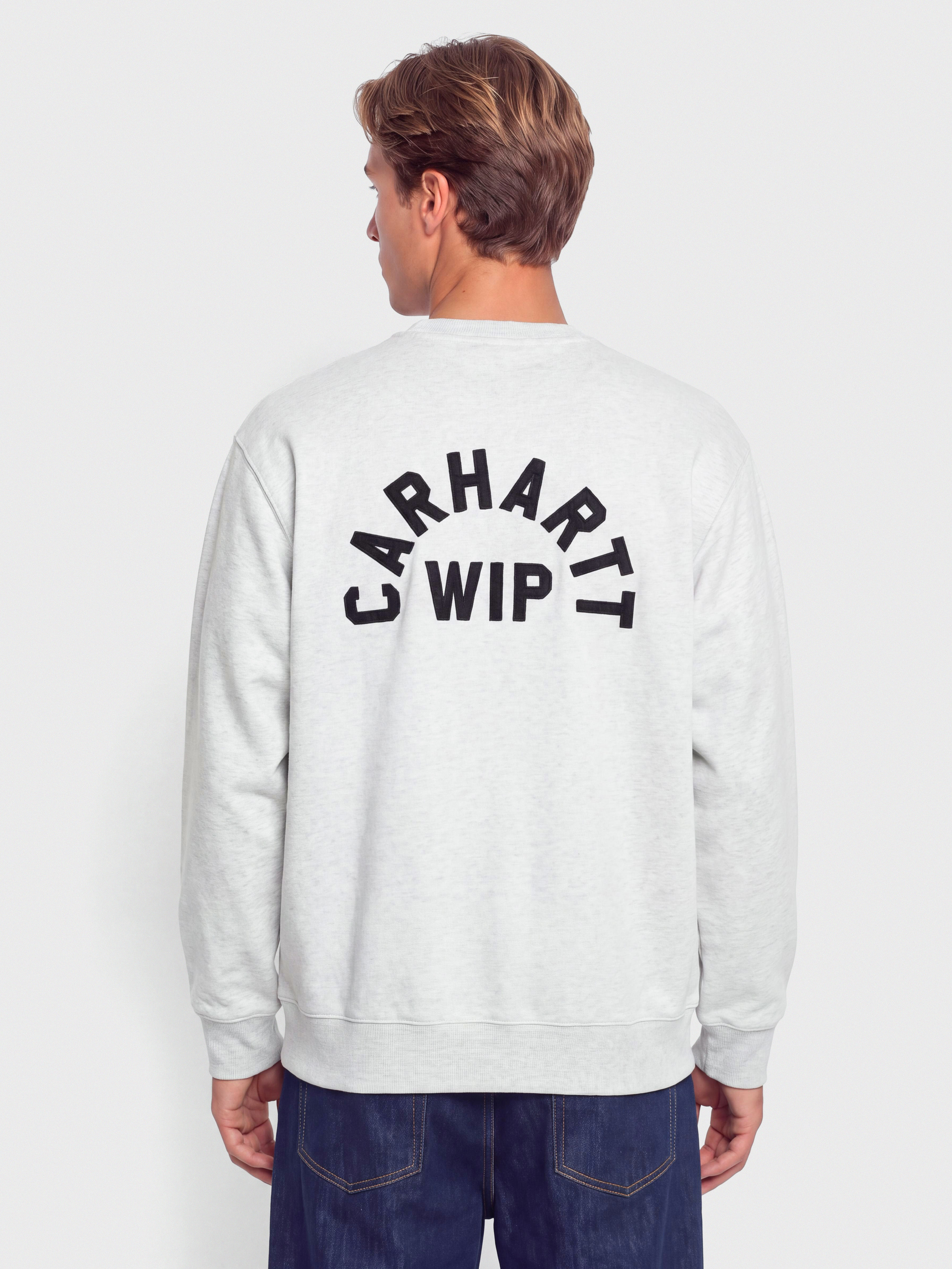 Carhartt WIP Sweatshirt Arch Script (ash heather/dark navy/stone washed)