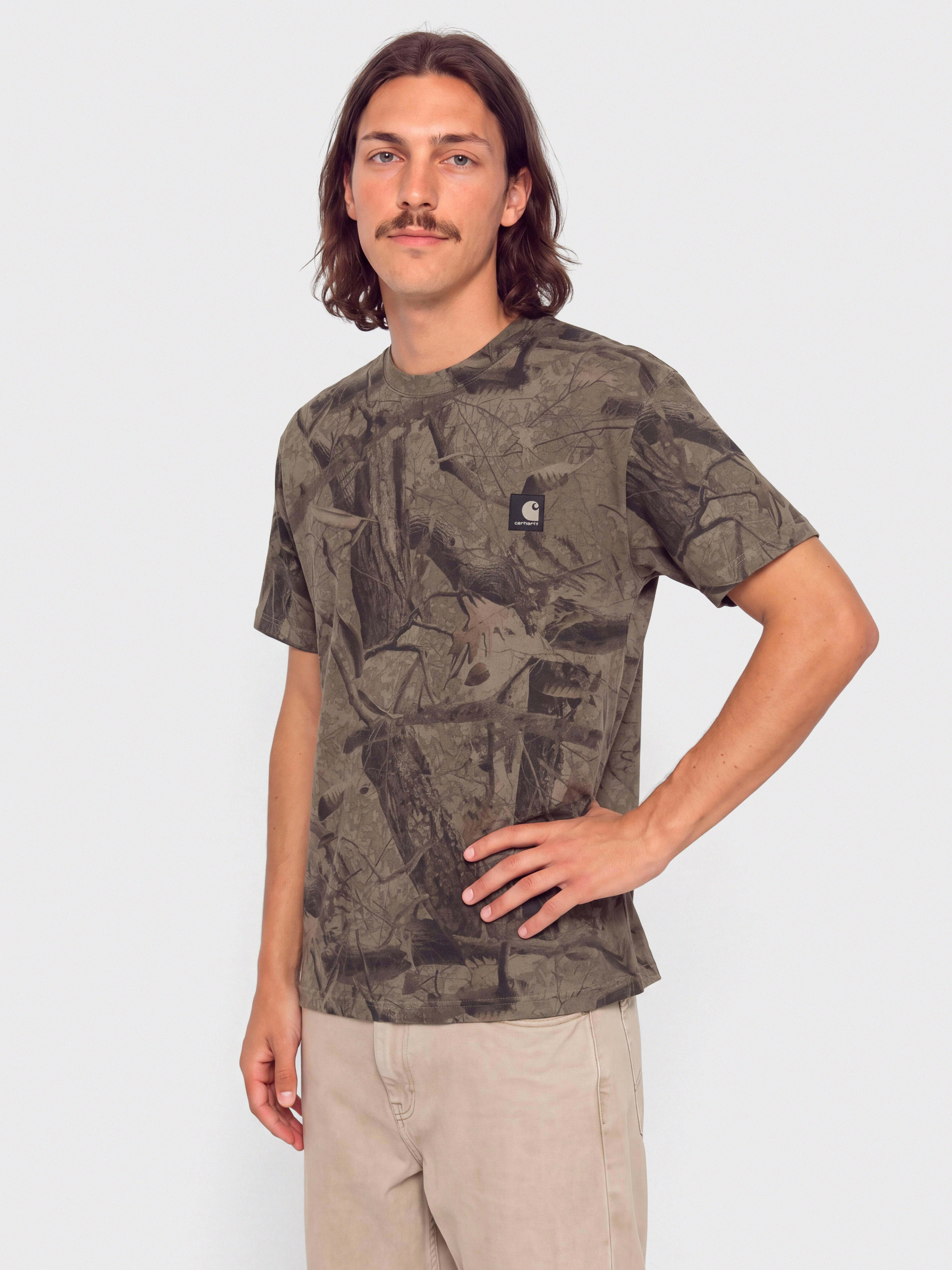 Carhartt WIP Feather Tree T-Shirt (camo feather tree khaki/shungite/garment dyed)