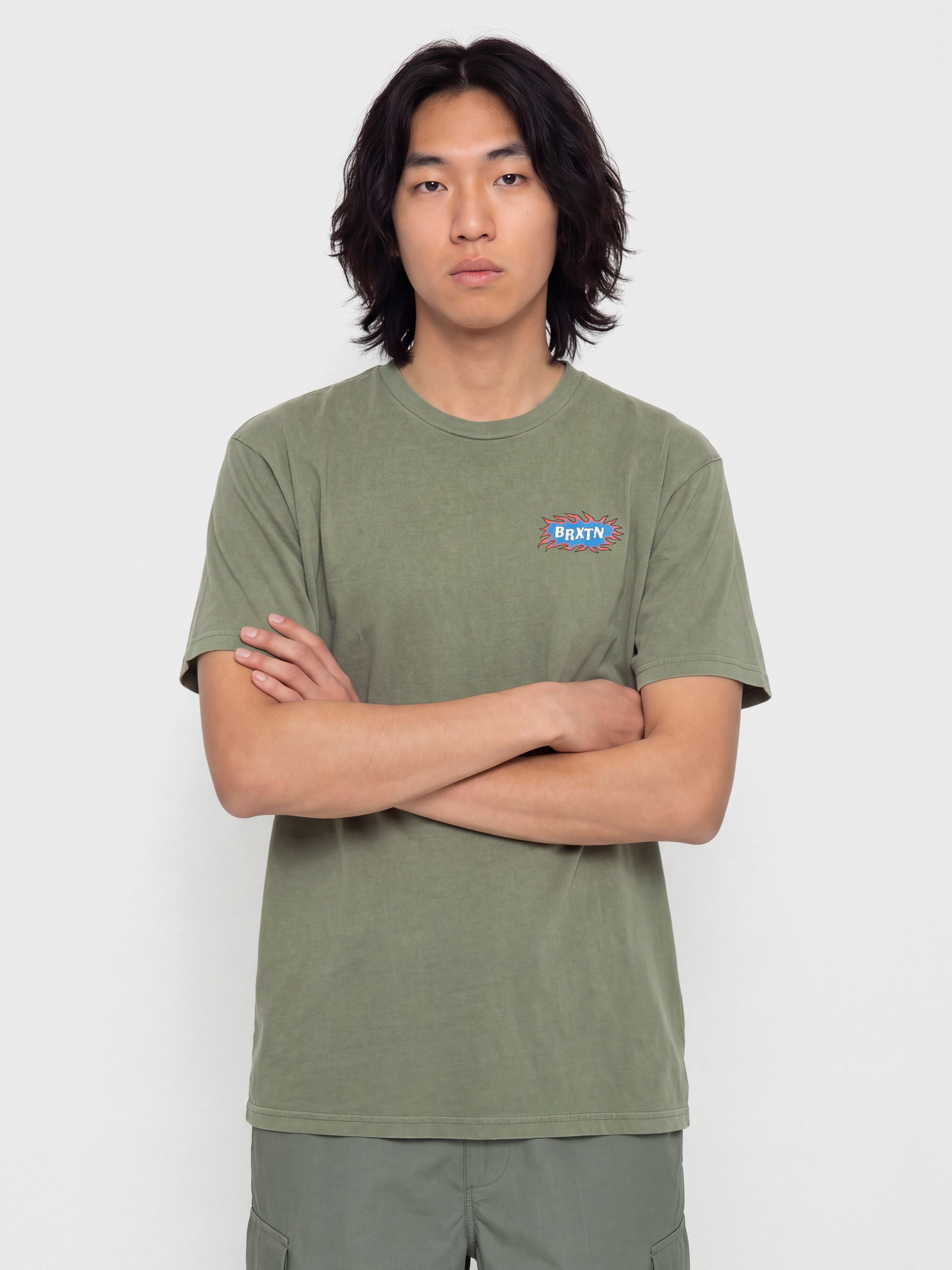 Brixton T-Shirt Blazing Stnd (olive surplus worn wash)