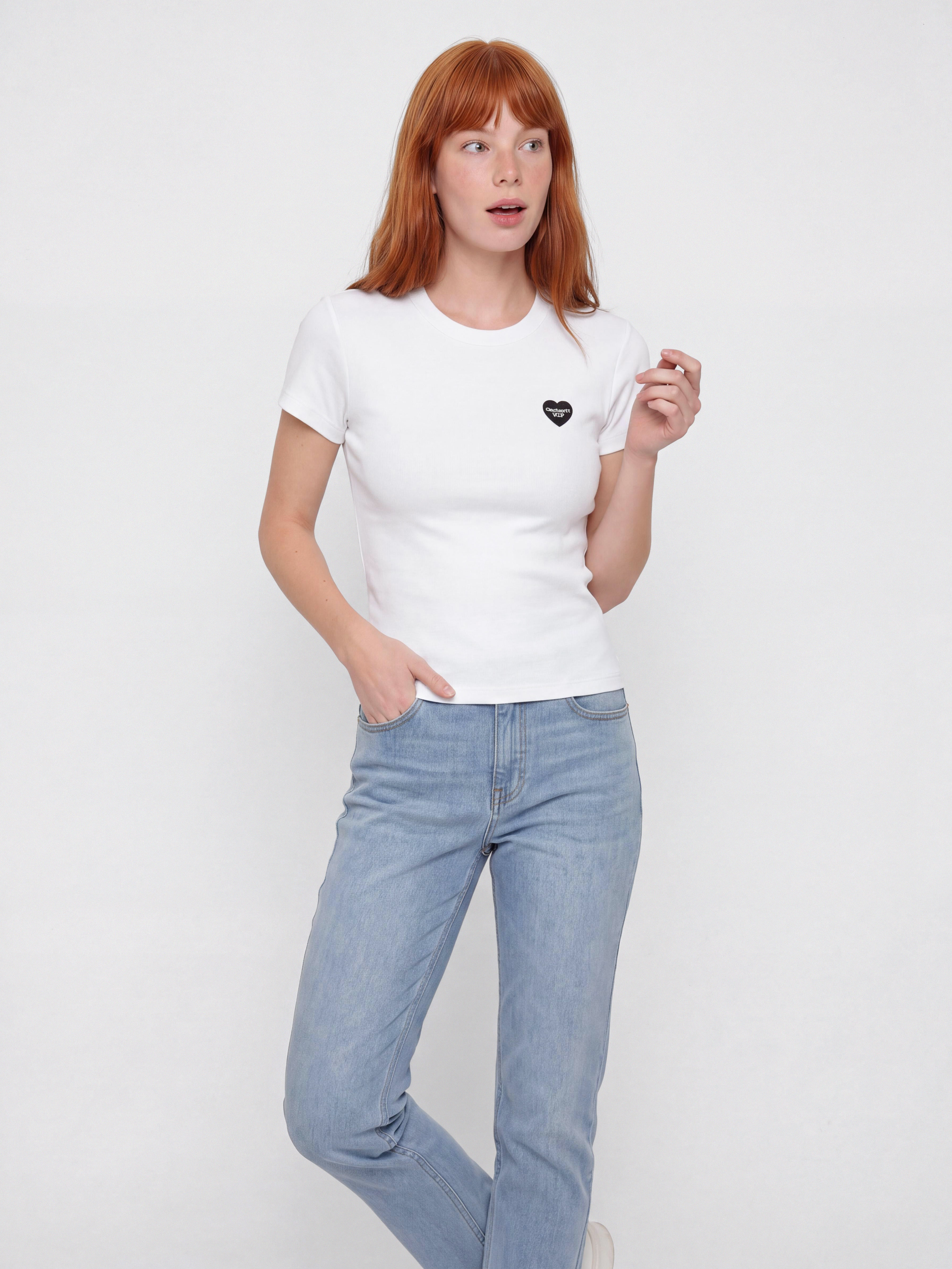 Carhartt WIP T-Shirt Small Heart Patch Wmn (white/black)