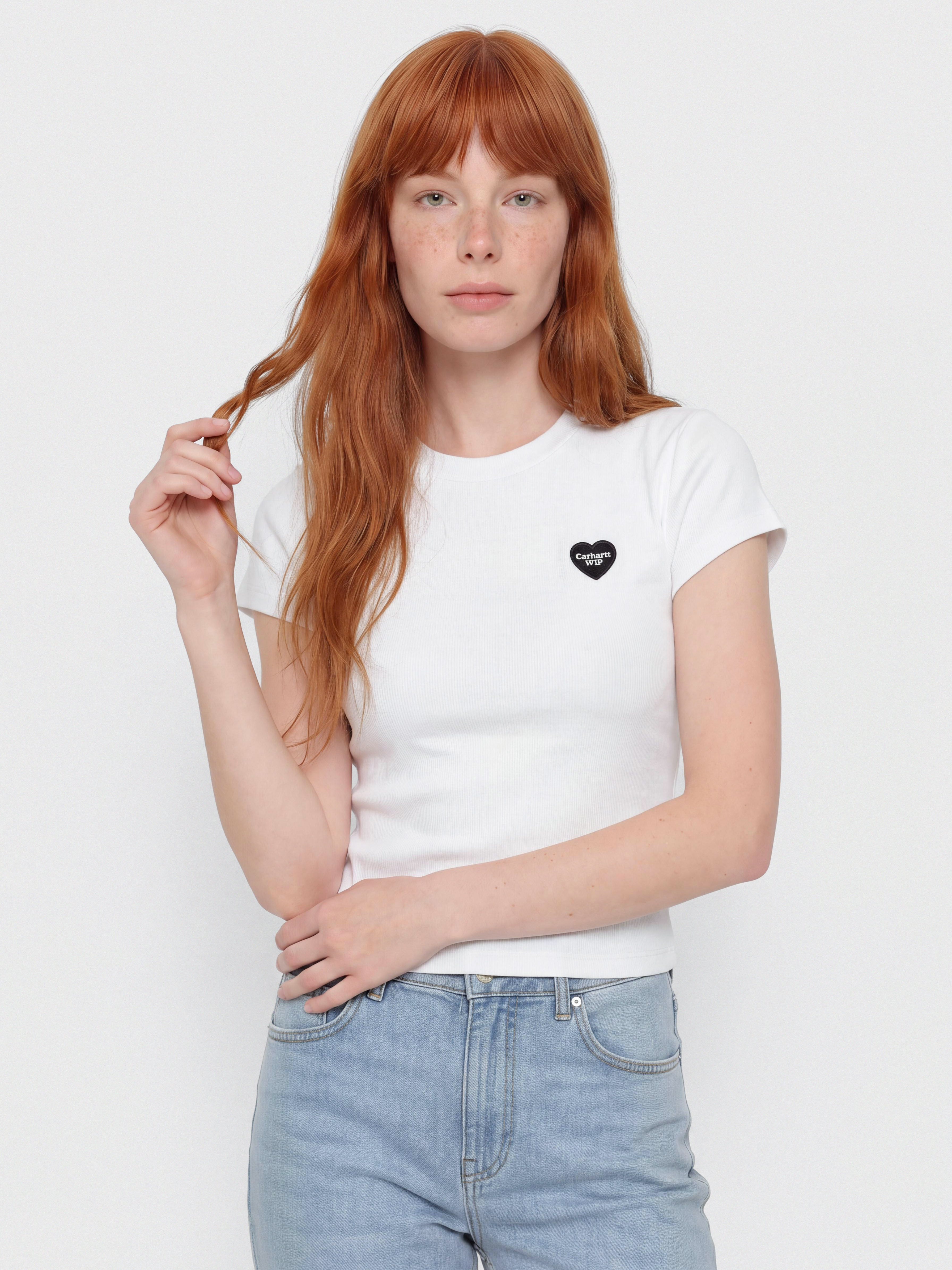 Carhartt WIP T-Shirt Small Heart Patch Wmn (white/black)
