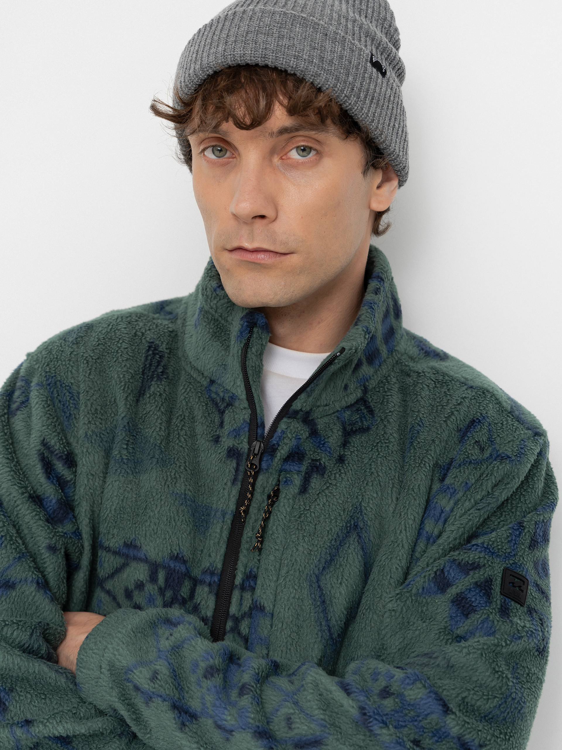 Herren Billabong Boundary Mock Neck Fleece Jacke (smoke pine)