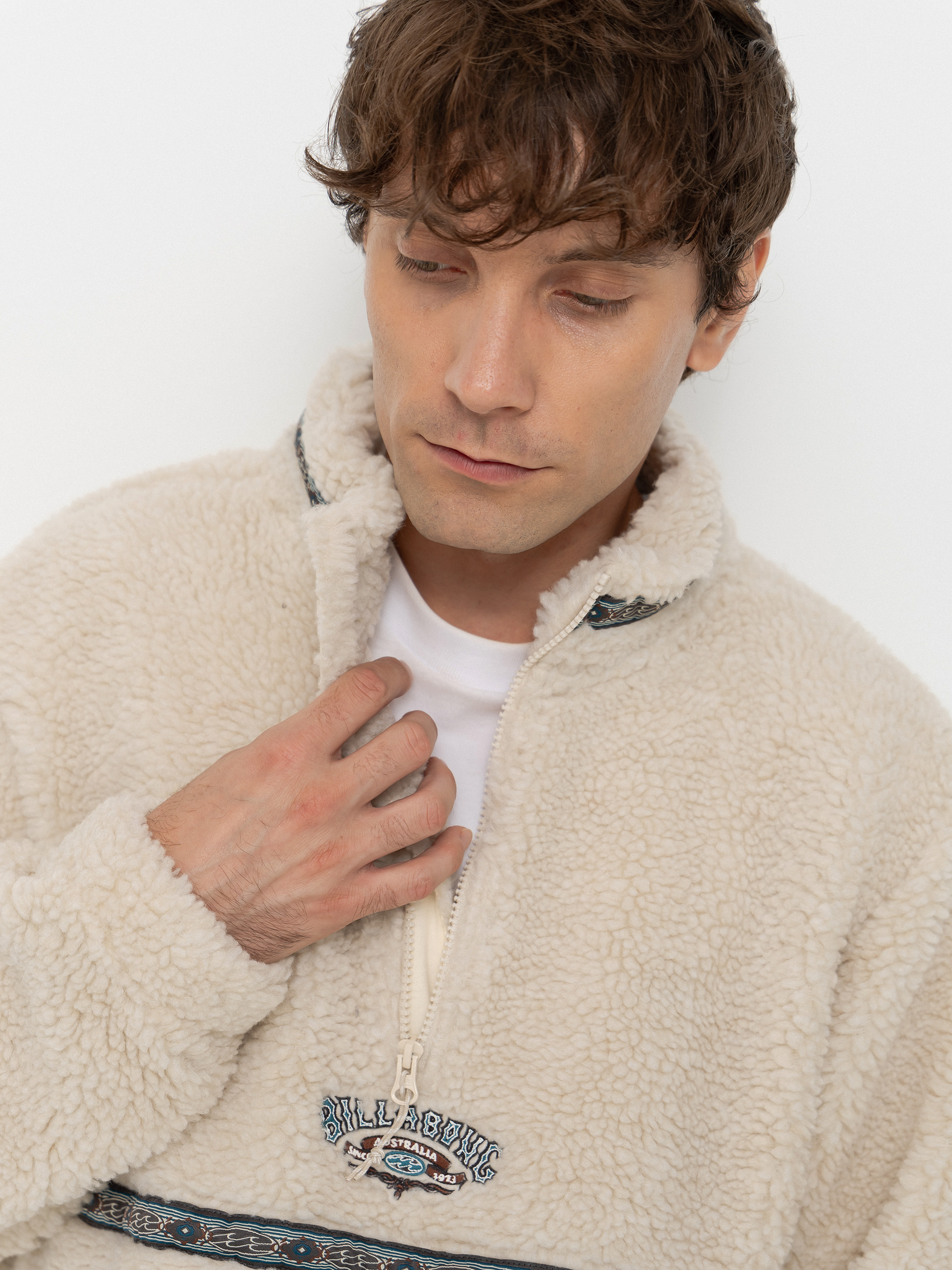 Mens Billabong Tombstone Half Zip Fleece  (oatmeal)