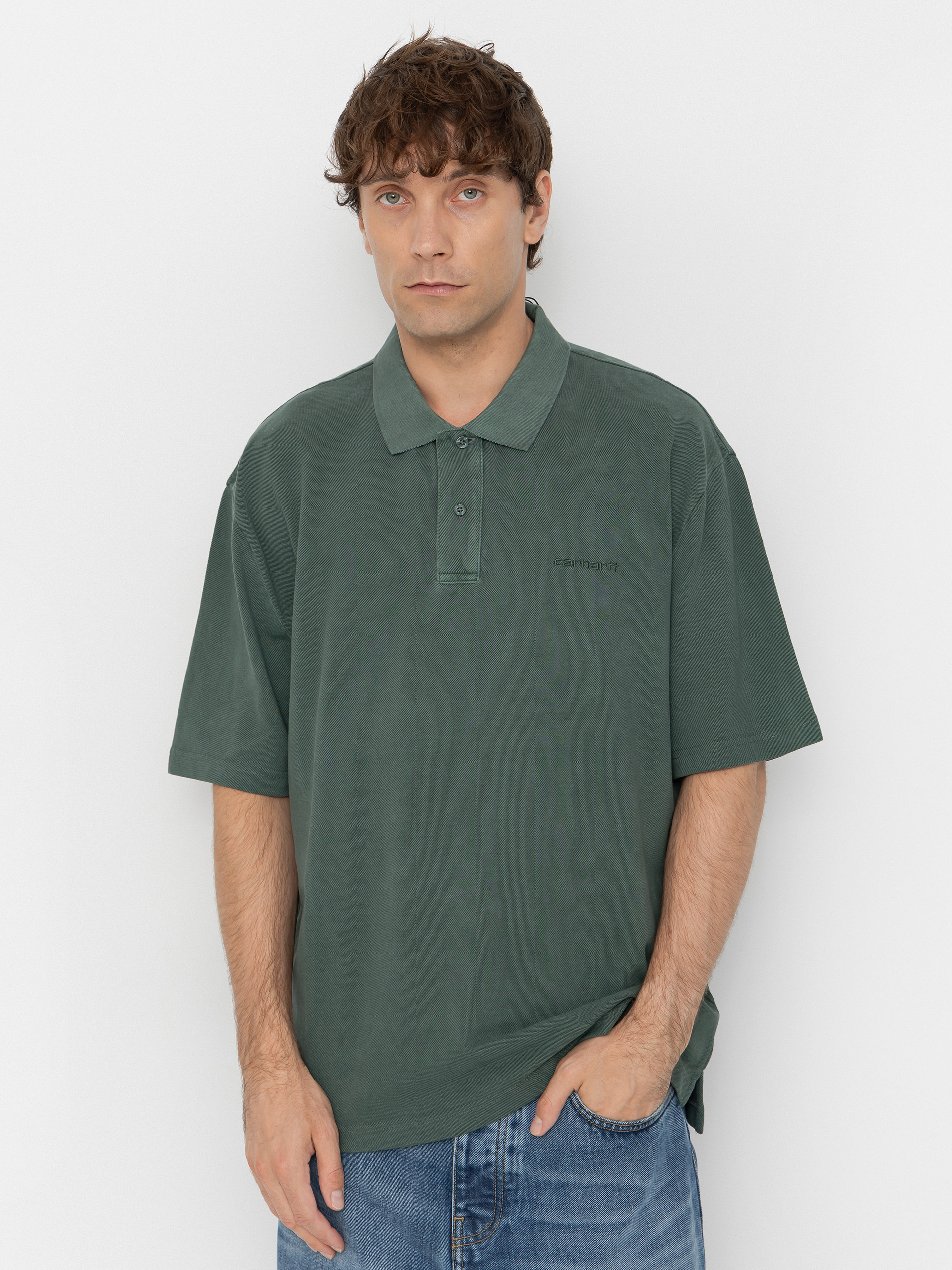 Carhartt WIP Wayne Polo T-Shirt (dark scarab/garment dyed)