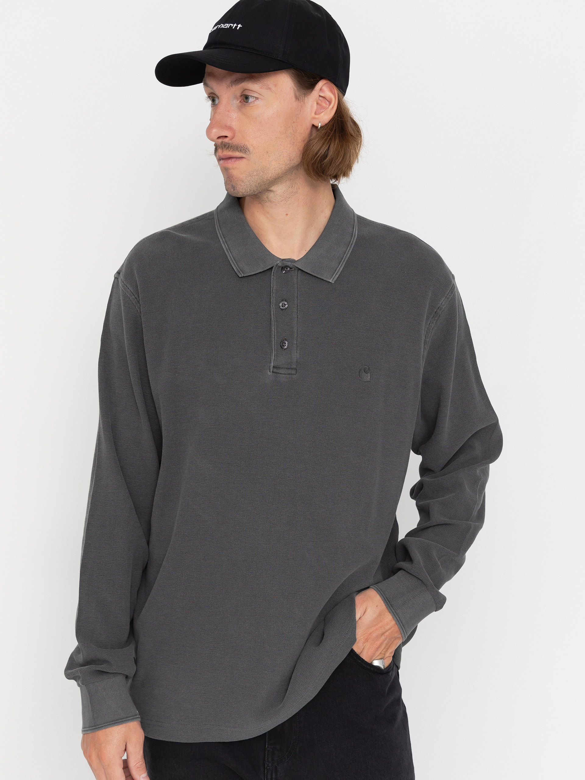 Carhartt WIP Longsleeve Waffle Rugby (black/garment dyed)
