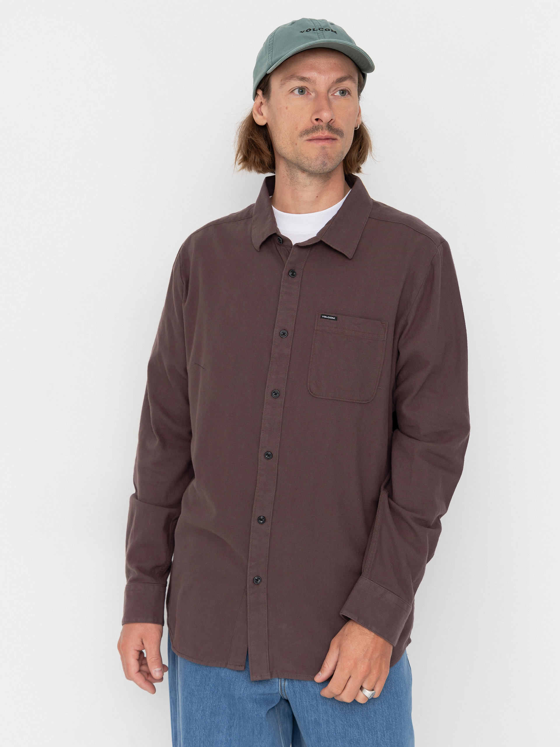 Volcom Caden Solid Ls Shirt (raisin)