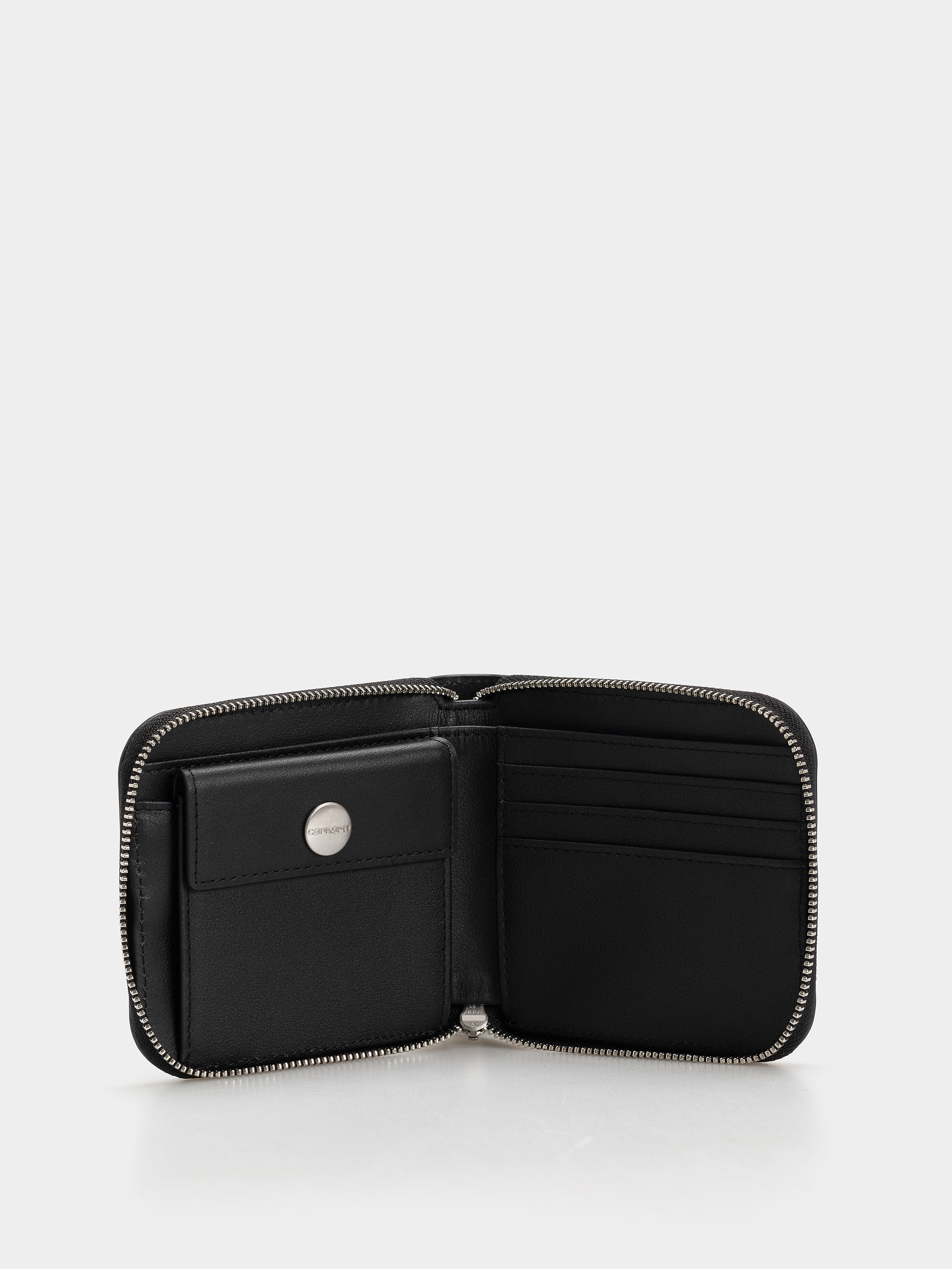 Carhartt WIP Leather Wallet (black/silver)