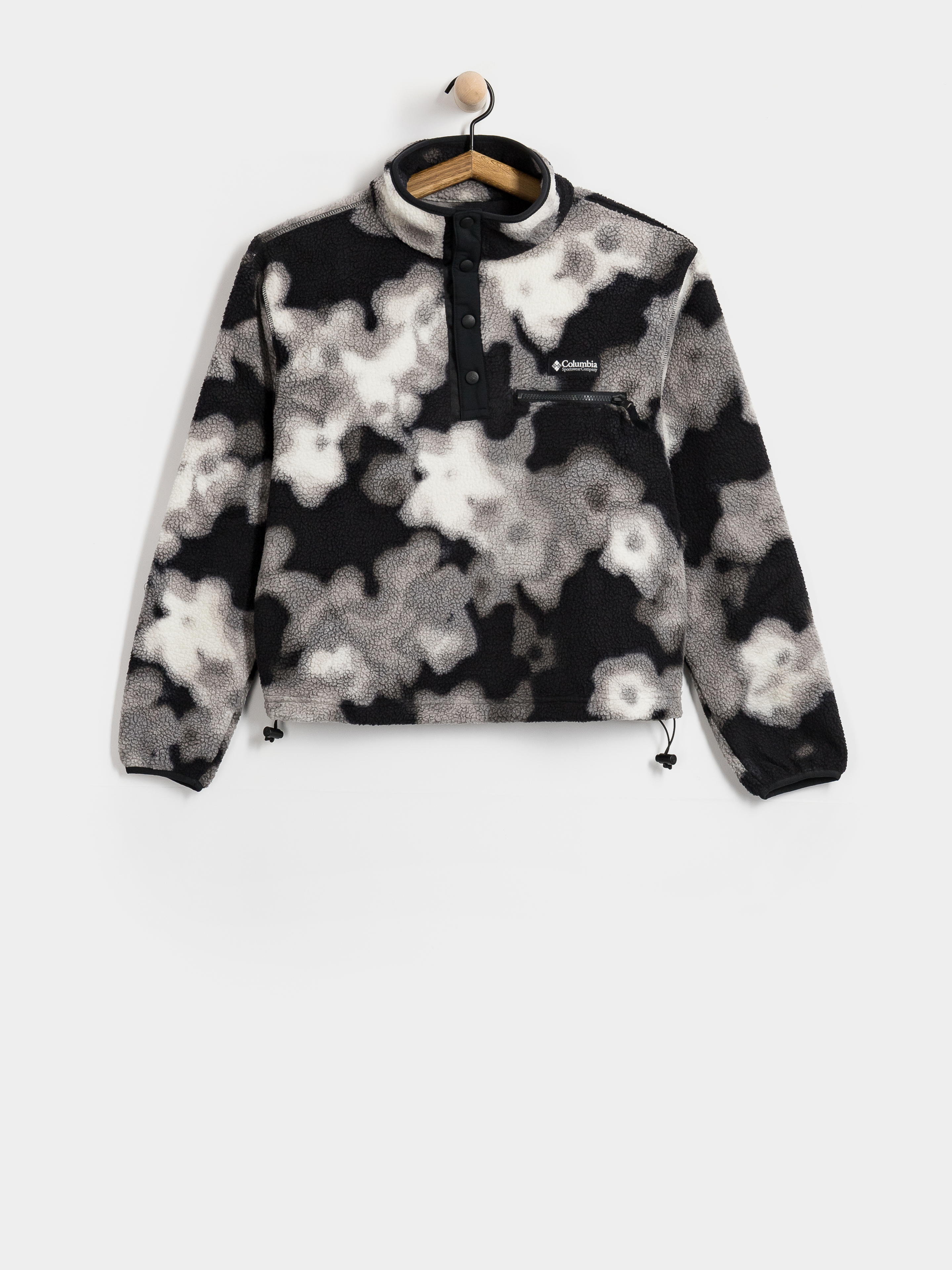 Columbia Helvetia II Printed Cropped Half Snap Wmn Fleece Jacke (black/dyeflowe)