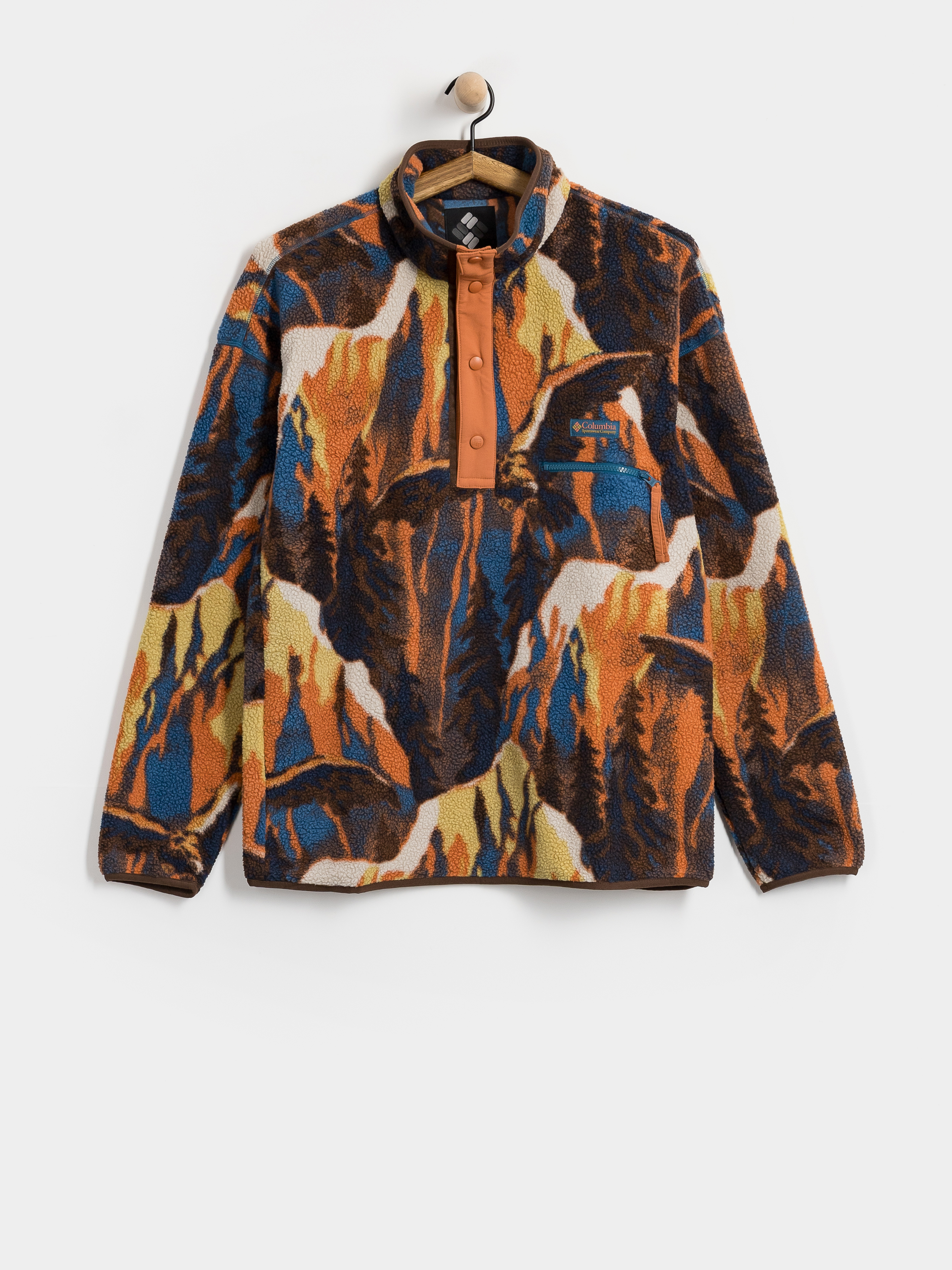 Herren Columbia Helvetia II Printed Half Snap Fleece Jacke (teak brown soar)