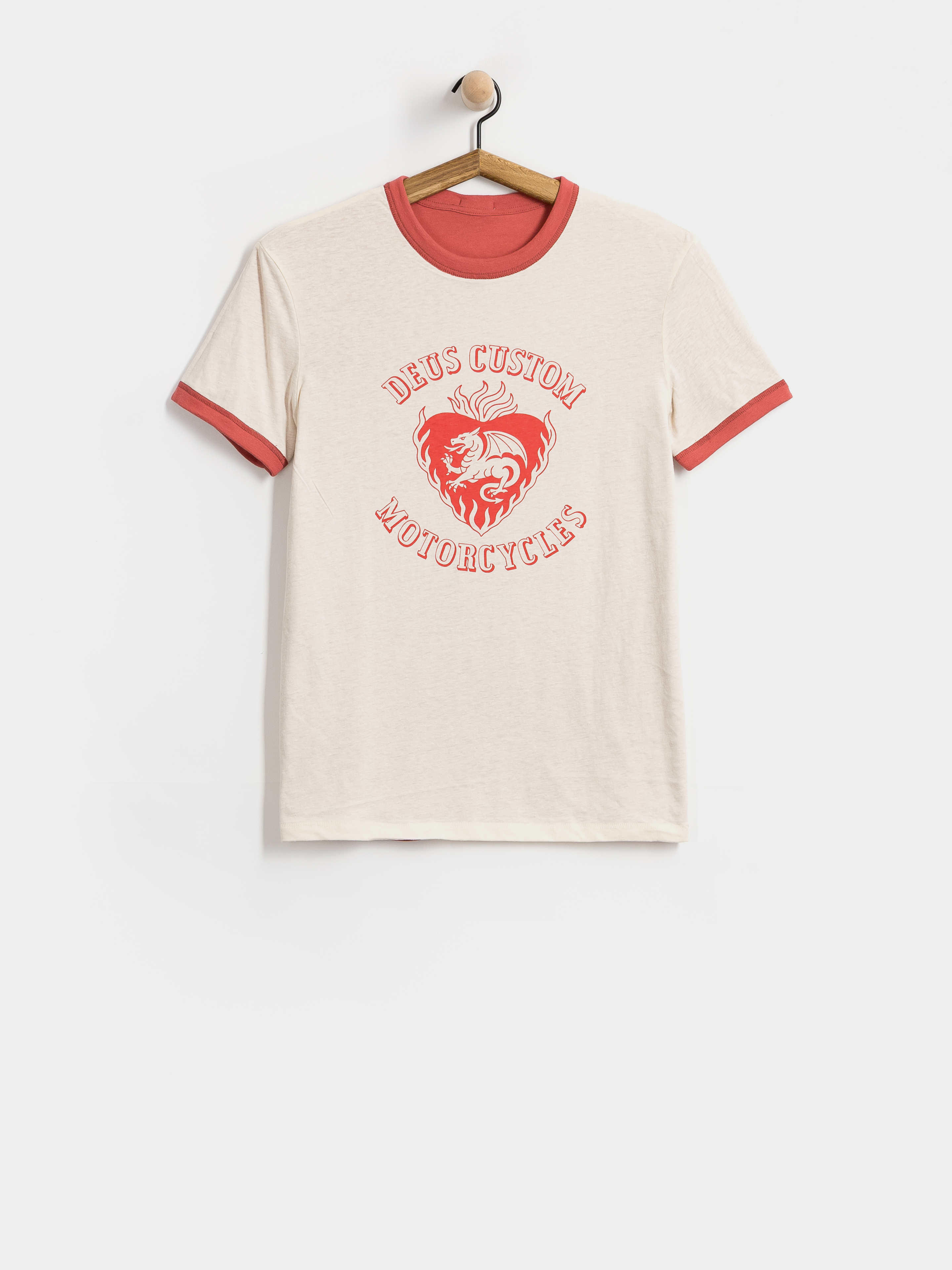 Deus Ex Machina Two Minds Ringer T-shirt (dirty white/red apple)