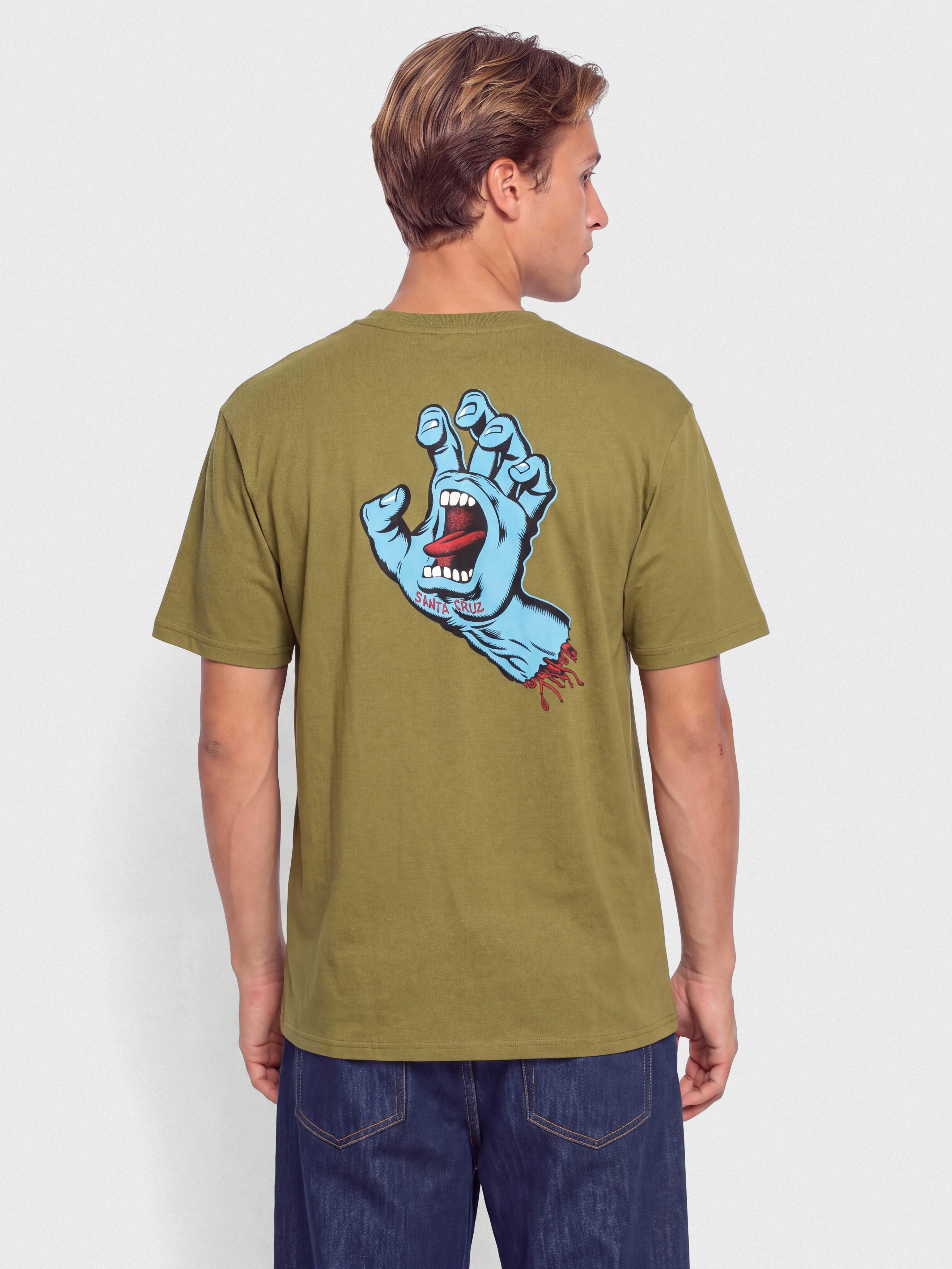 Santa Cruz Screaming Hand Chest T-Shirt (deep olive)