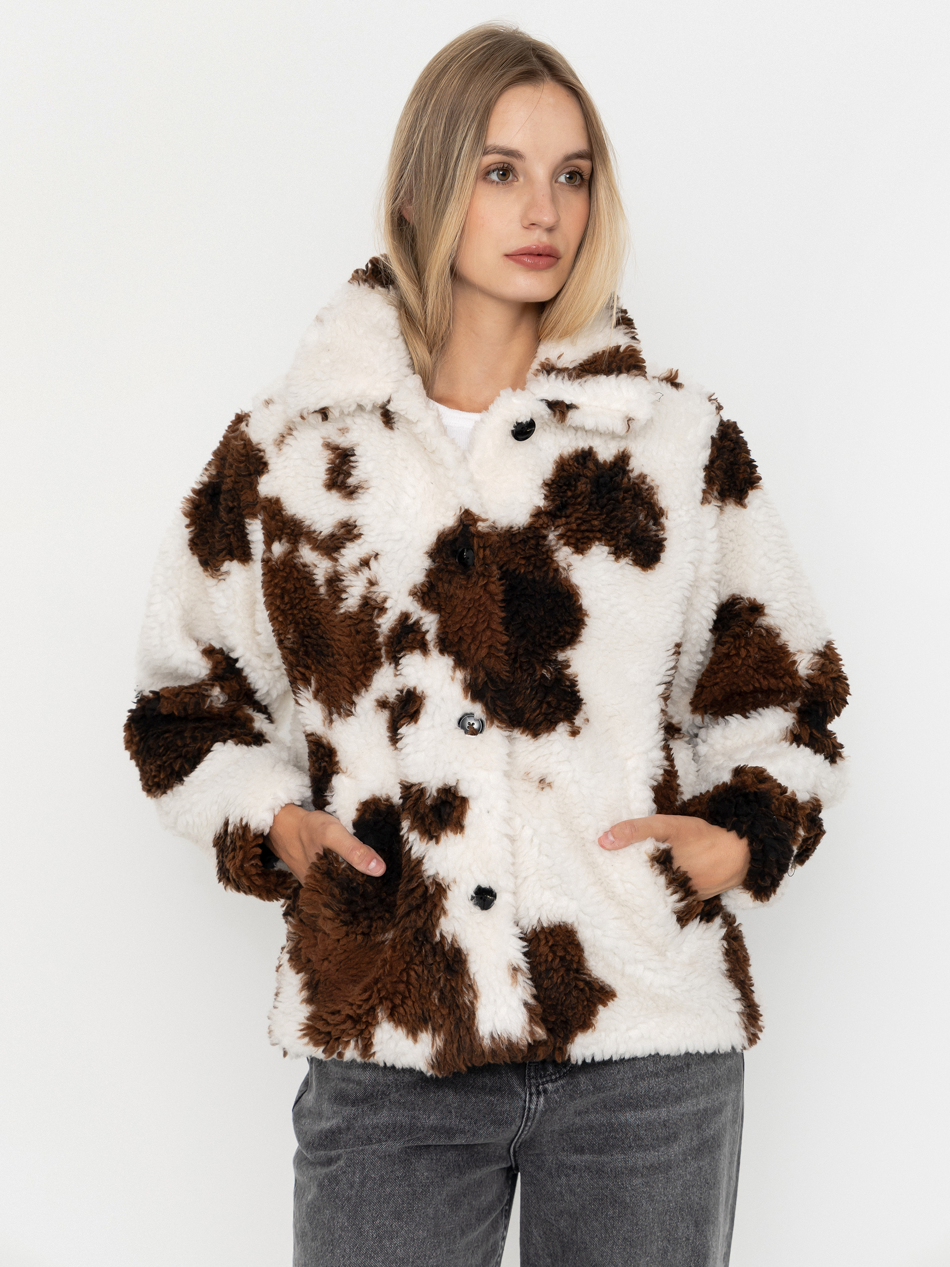 OBEY Nolie Sherpa Wmn Jacke (cow print)