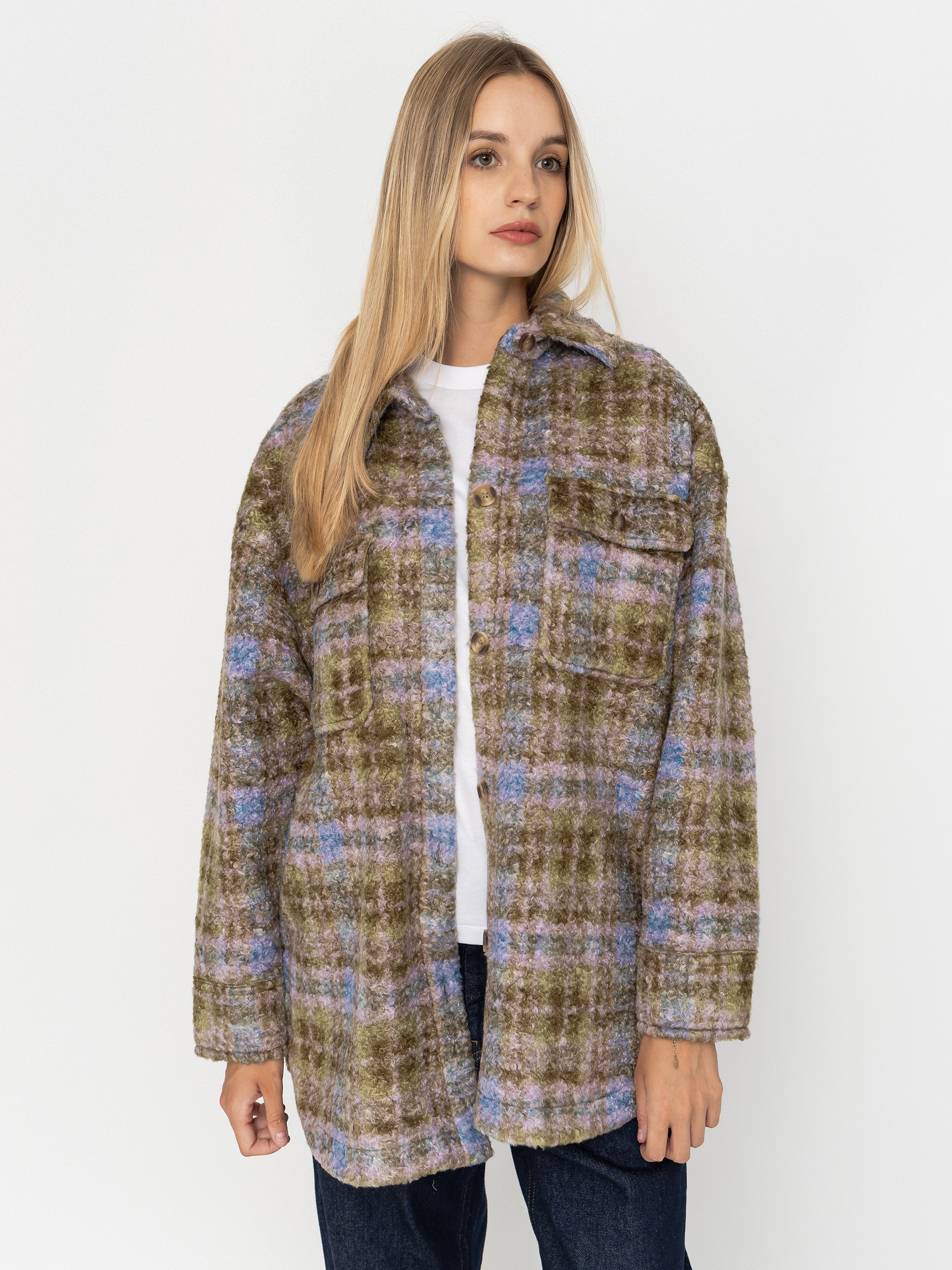 Roxy Fleece Jacke Over And Above Wmn (oil green tartan plaid)