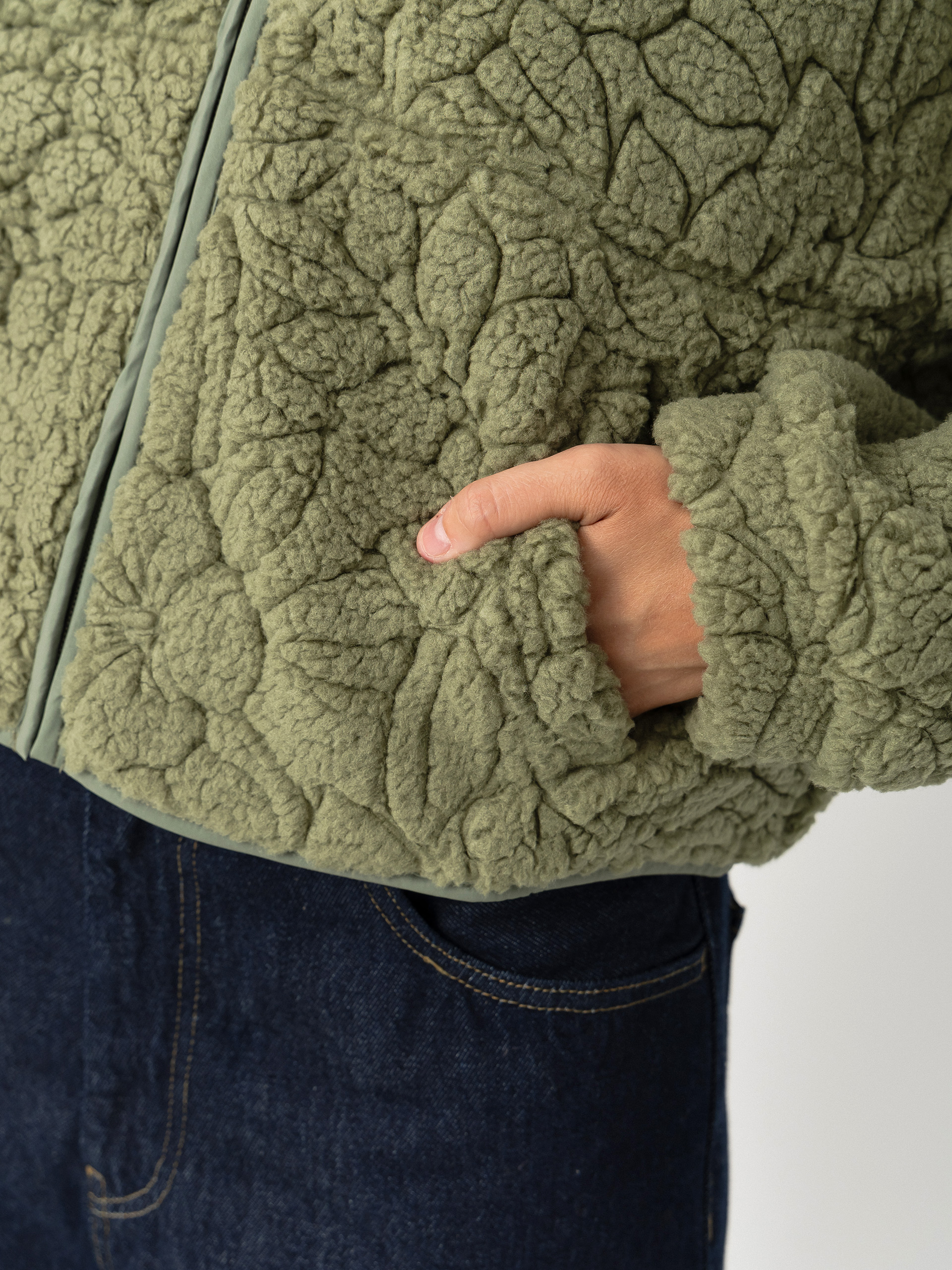 Damen Roxy Blurry Cloud Fleece jacke (oil green outline mo)