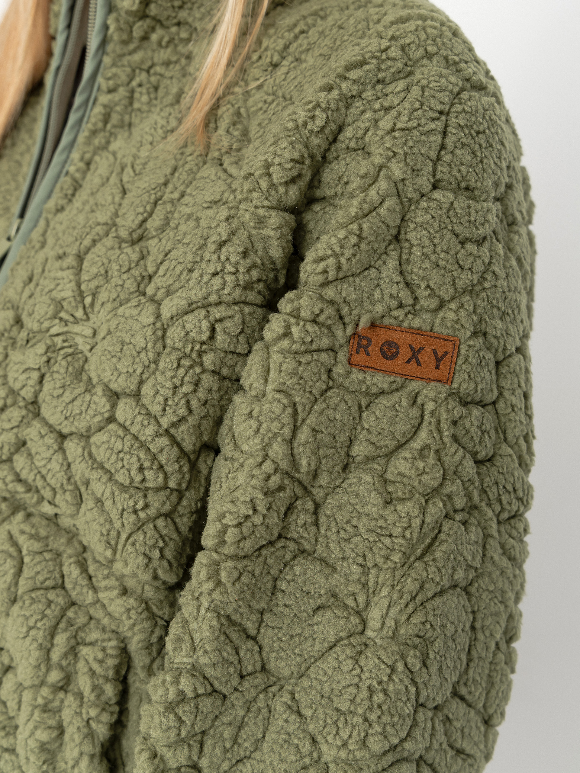Womens Roxy Blurry Cloud Fleece (oil green outline mo)