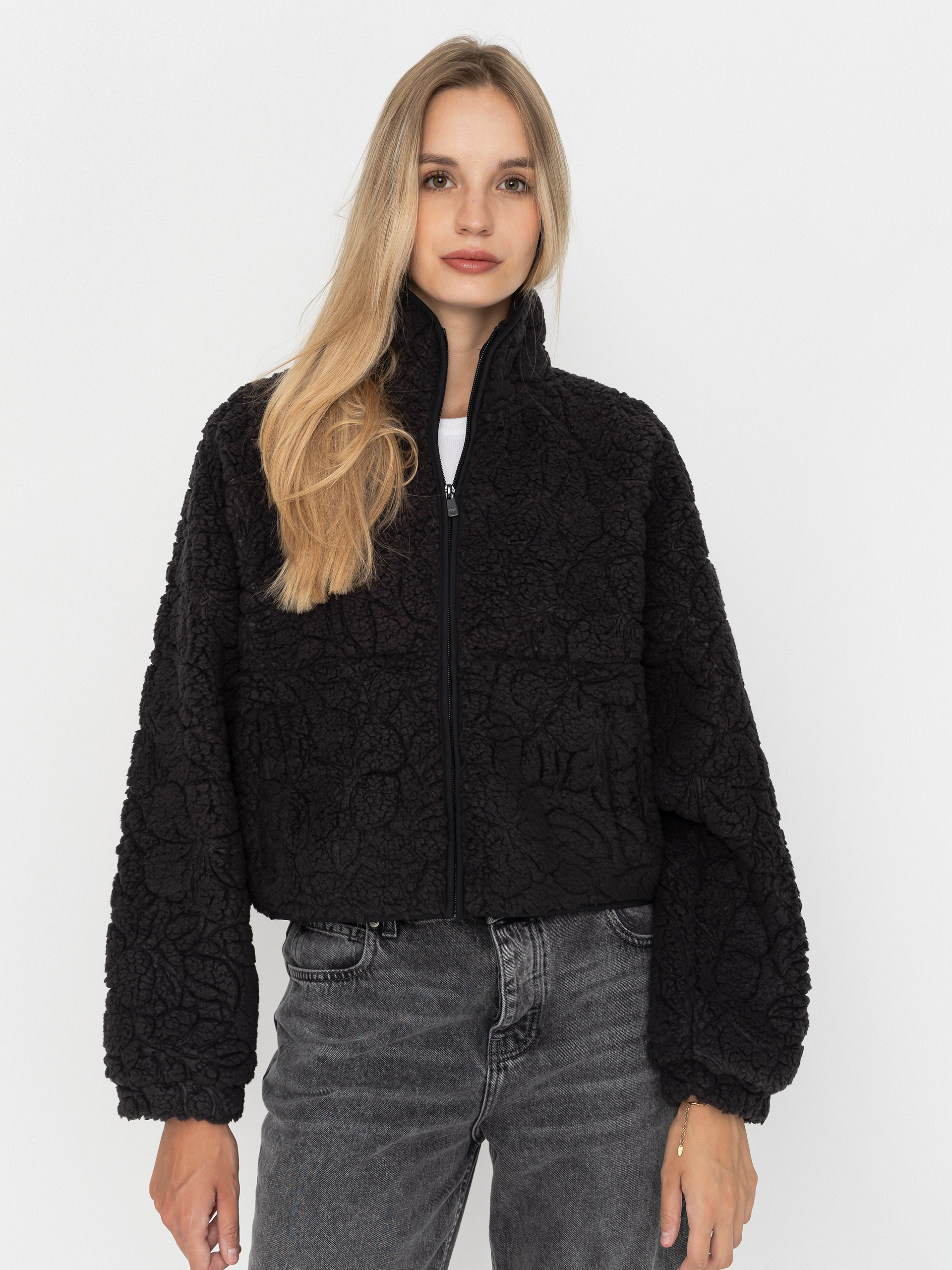 Damen Roxy Blurry Cloud Fleece jacke (anthracite outline mo)