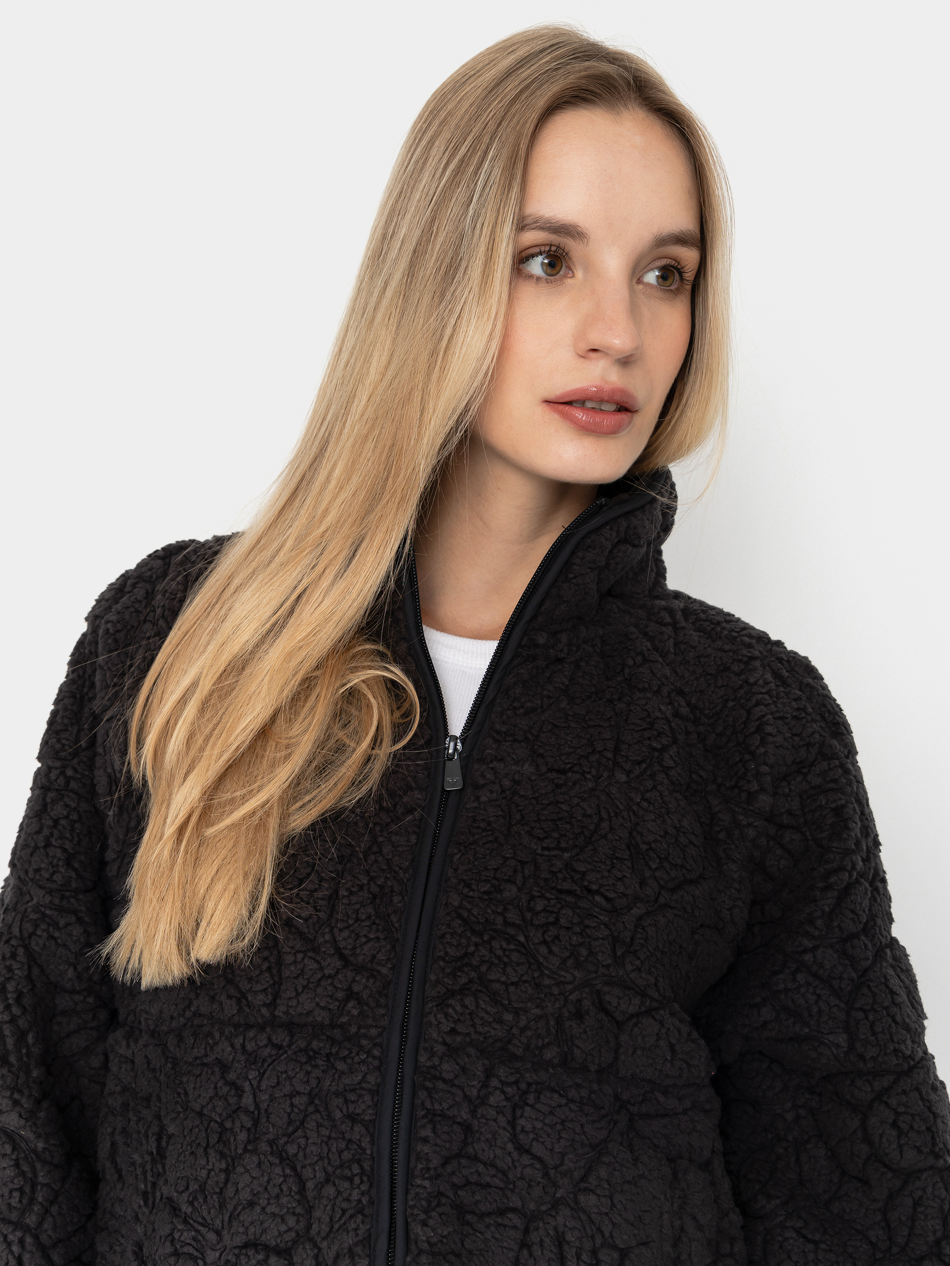 Damen Roxy Blurry Cloud Fleece jacke (anthracite outline mo)
