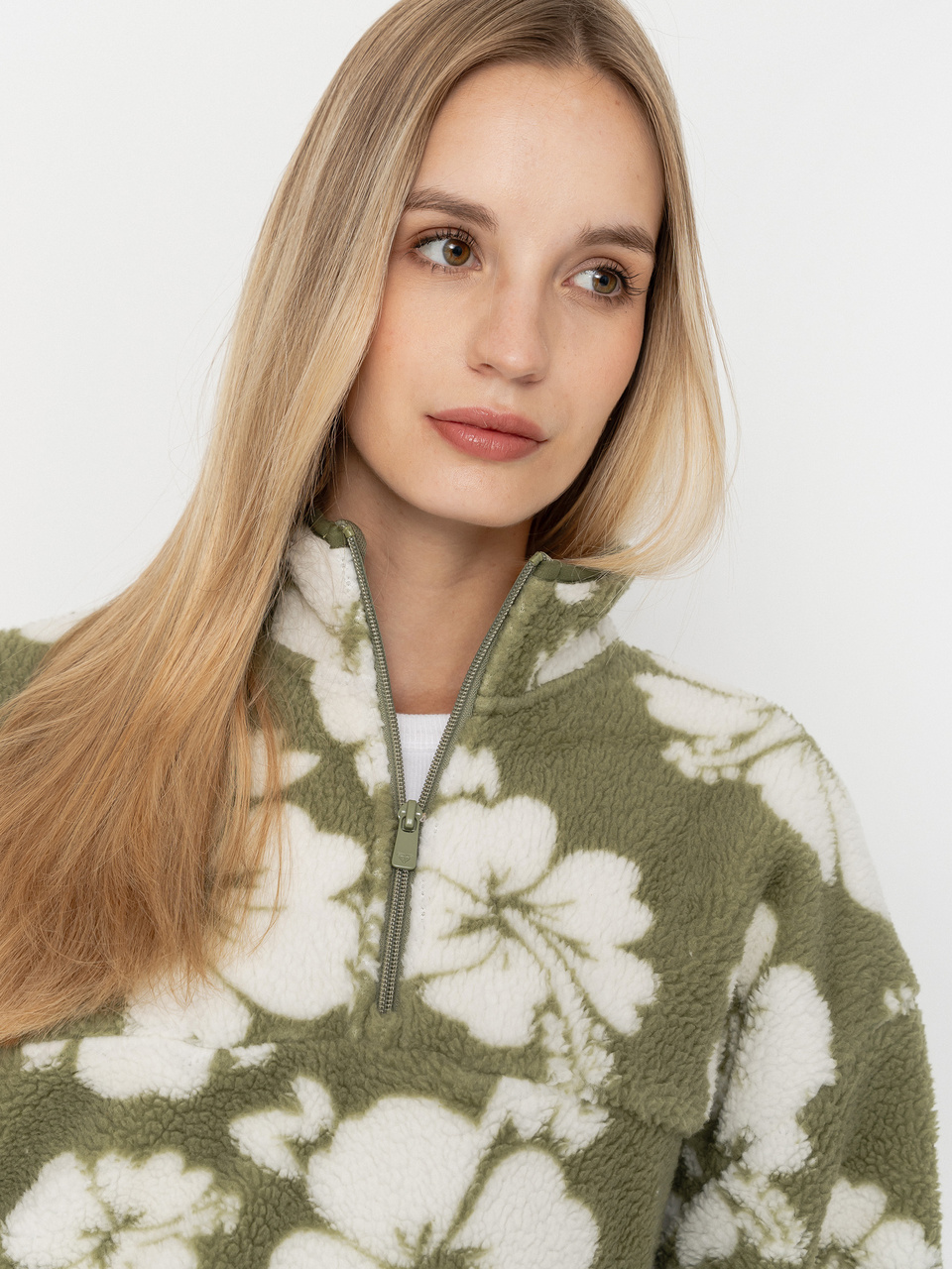 Damen Roxy Fleece Jacke Jive Talking Bonded (oil green hippy bico)
