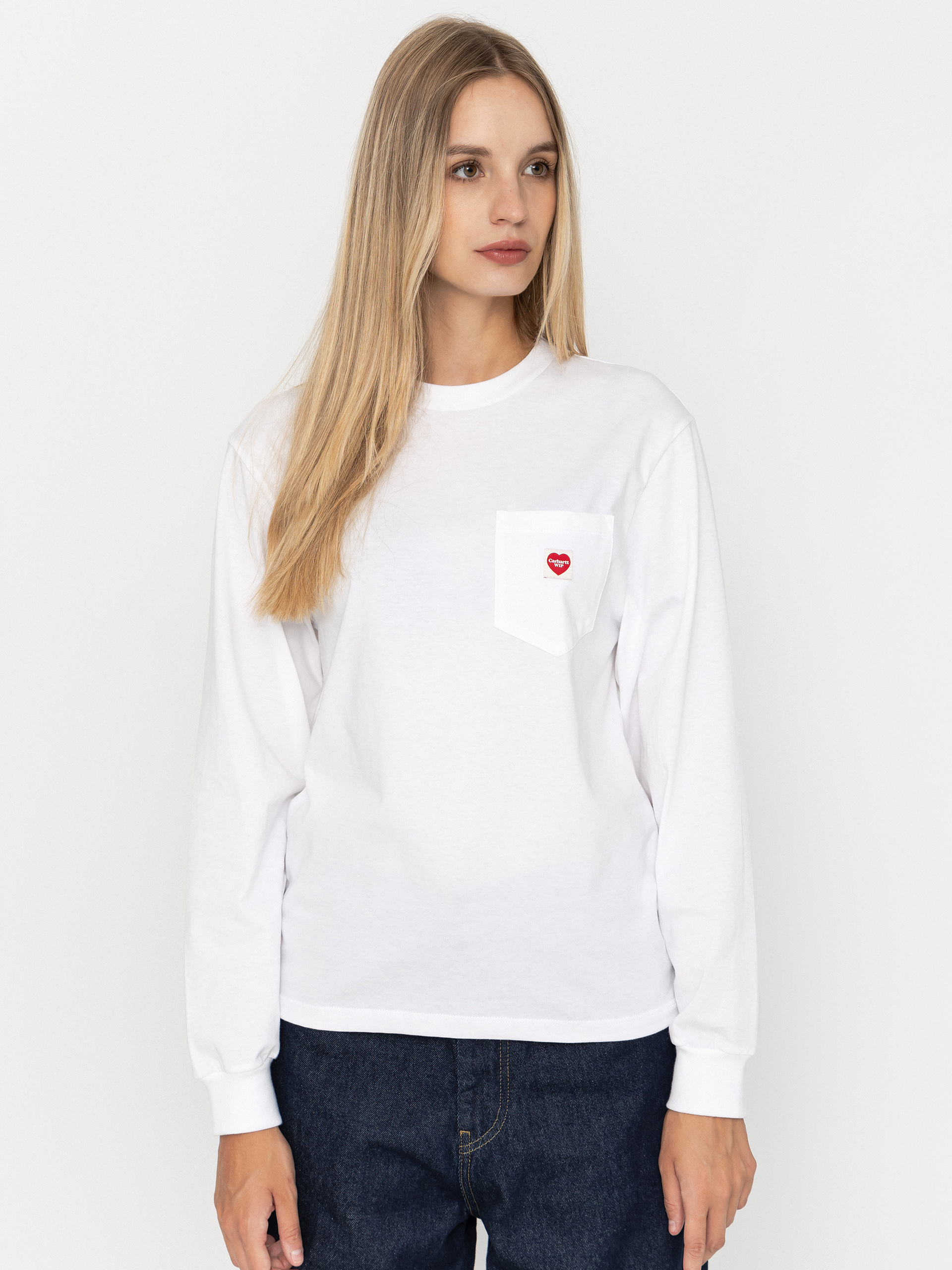 Carhartt WIP Pocket Small Heart Wmn Longsleeve (white/red)