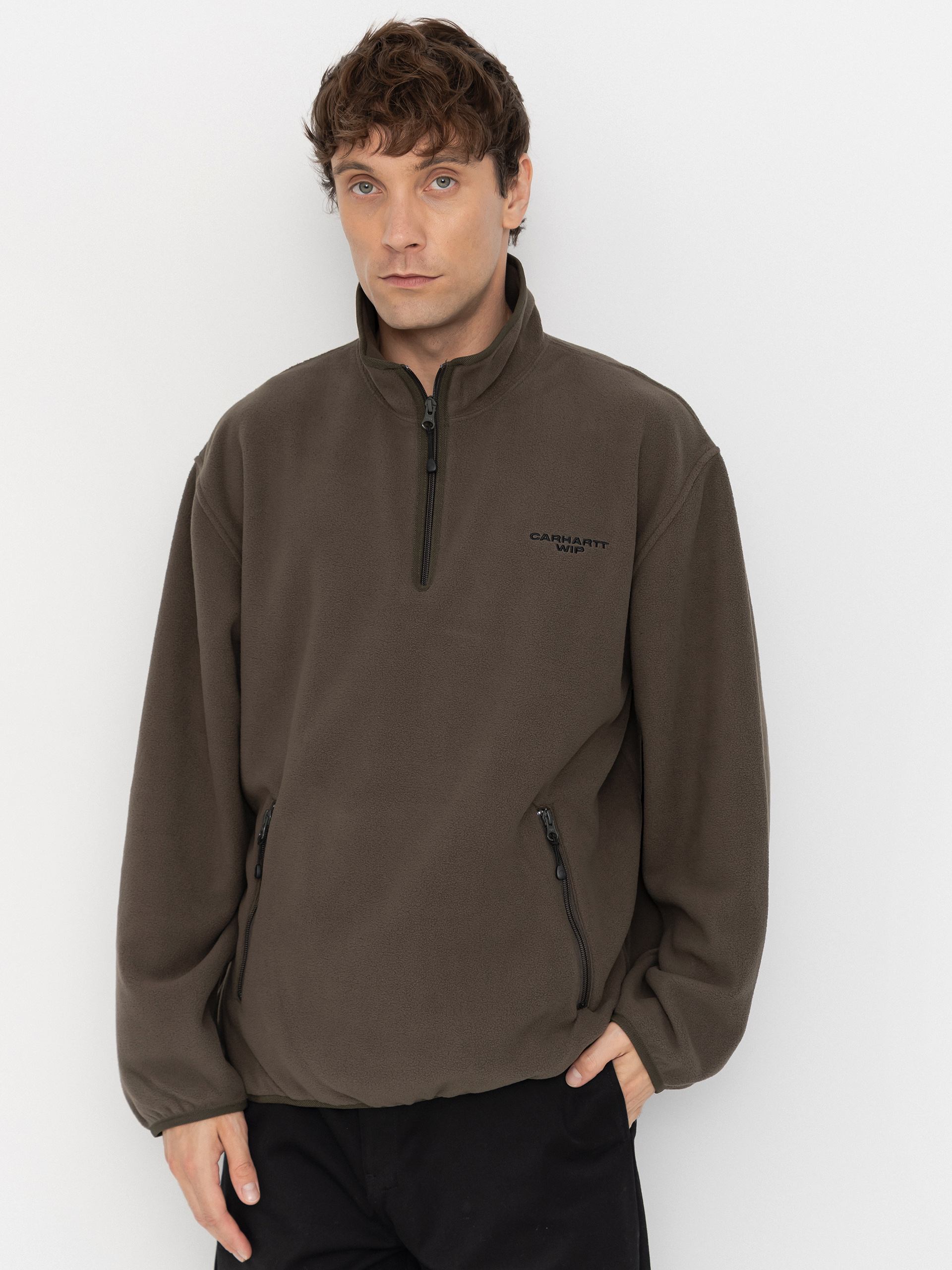 Carhartt WIP Fleece Jacke Edmore Half Zip (cypress/black)
