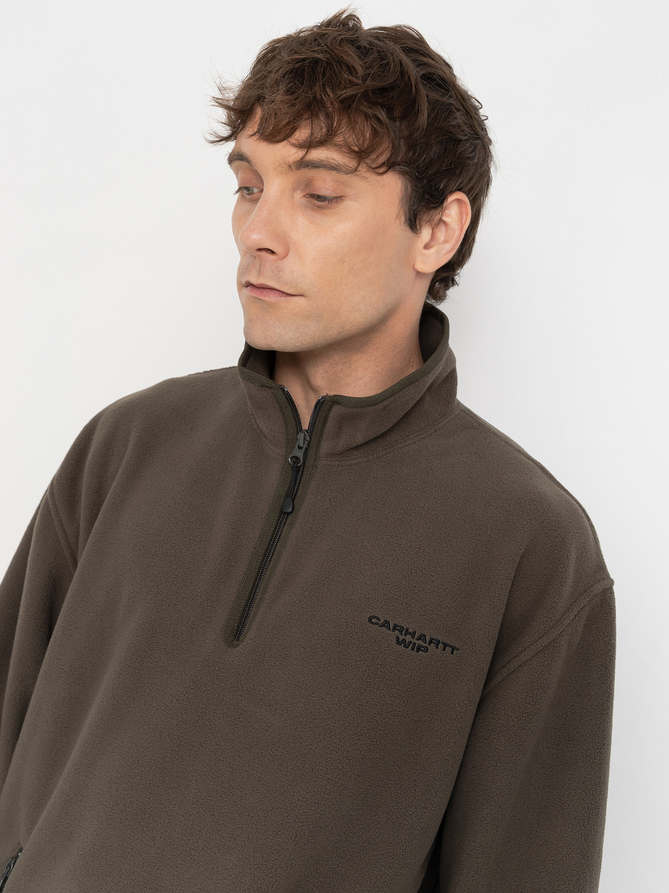 Herren Carhartt WIP Fleece Jacke Edmore Half Zip (cypress/black)