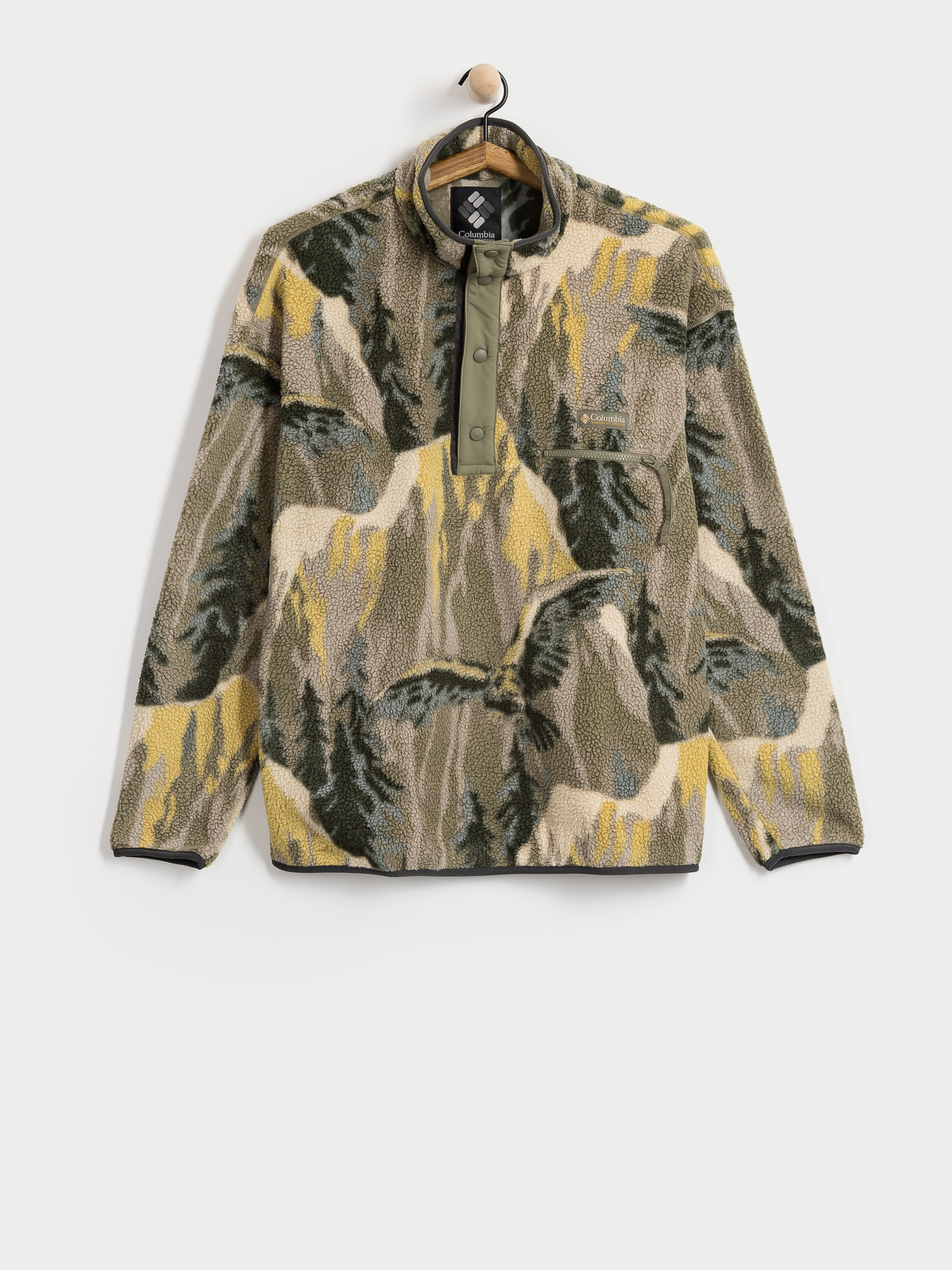 Herren Columbia Fleece Jacke Helvetia II Printed Half Snap (stone green soa)