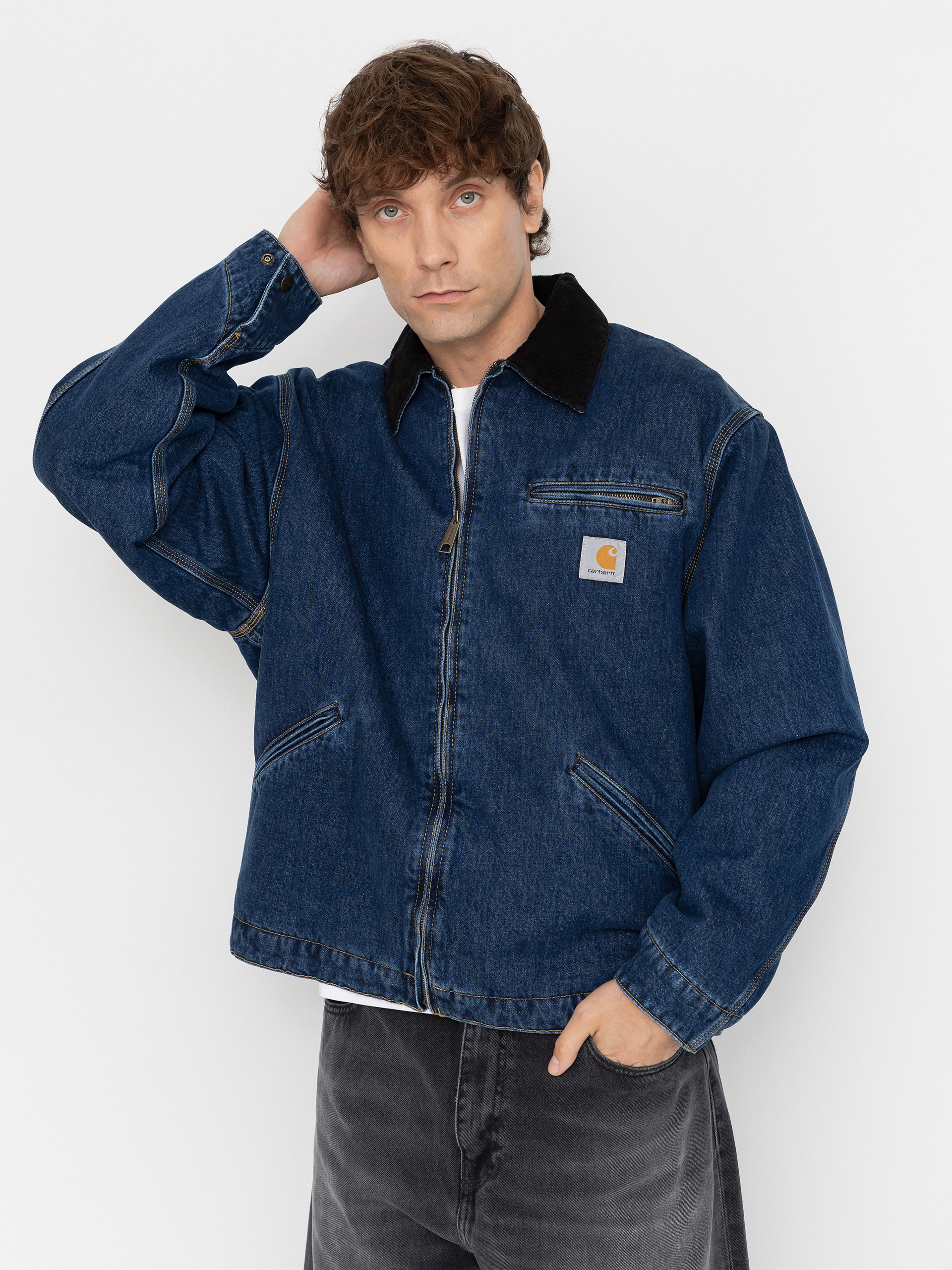 Carhartt WIP OG Detroit Jacke (blue/black/stone washed)