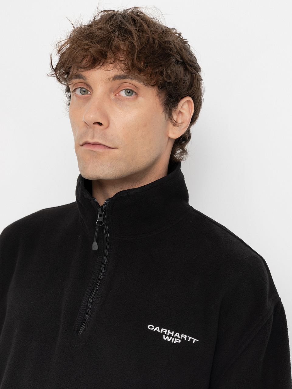 Mens Carhartt WIP Fleece  Edmore Half Zip (black/white)
