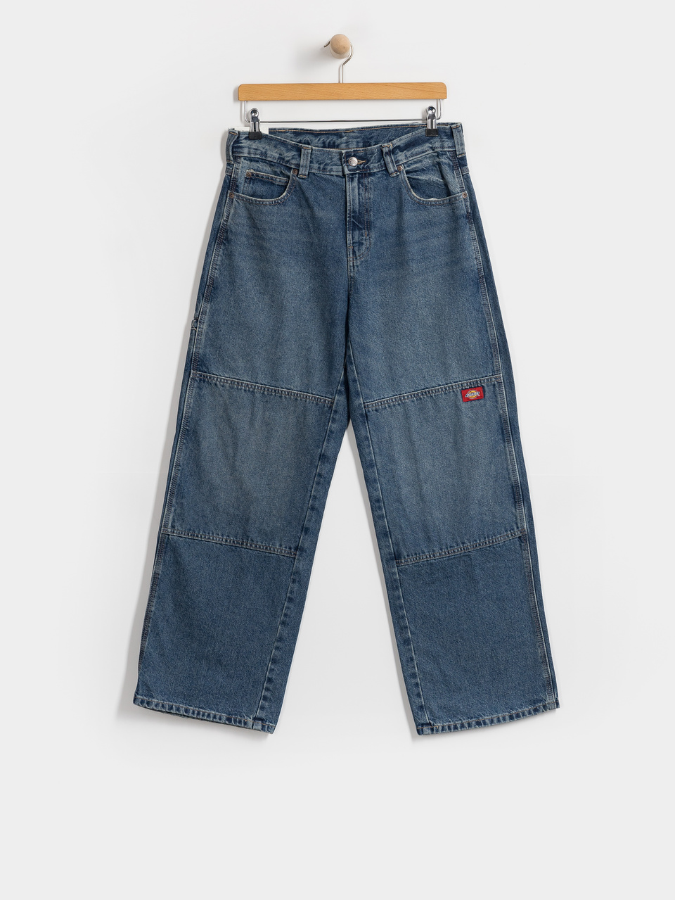 Dickies Hose Double Knee Loose Straight Jeans (mid blue fade wash)