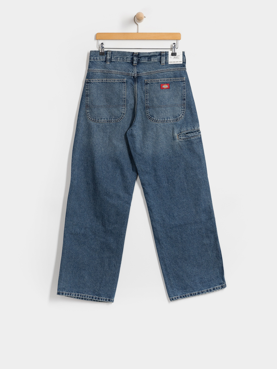 Dickies Pants Double Knee Loose Straight Jeans (mid blue fade wash)