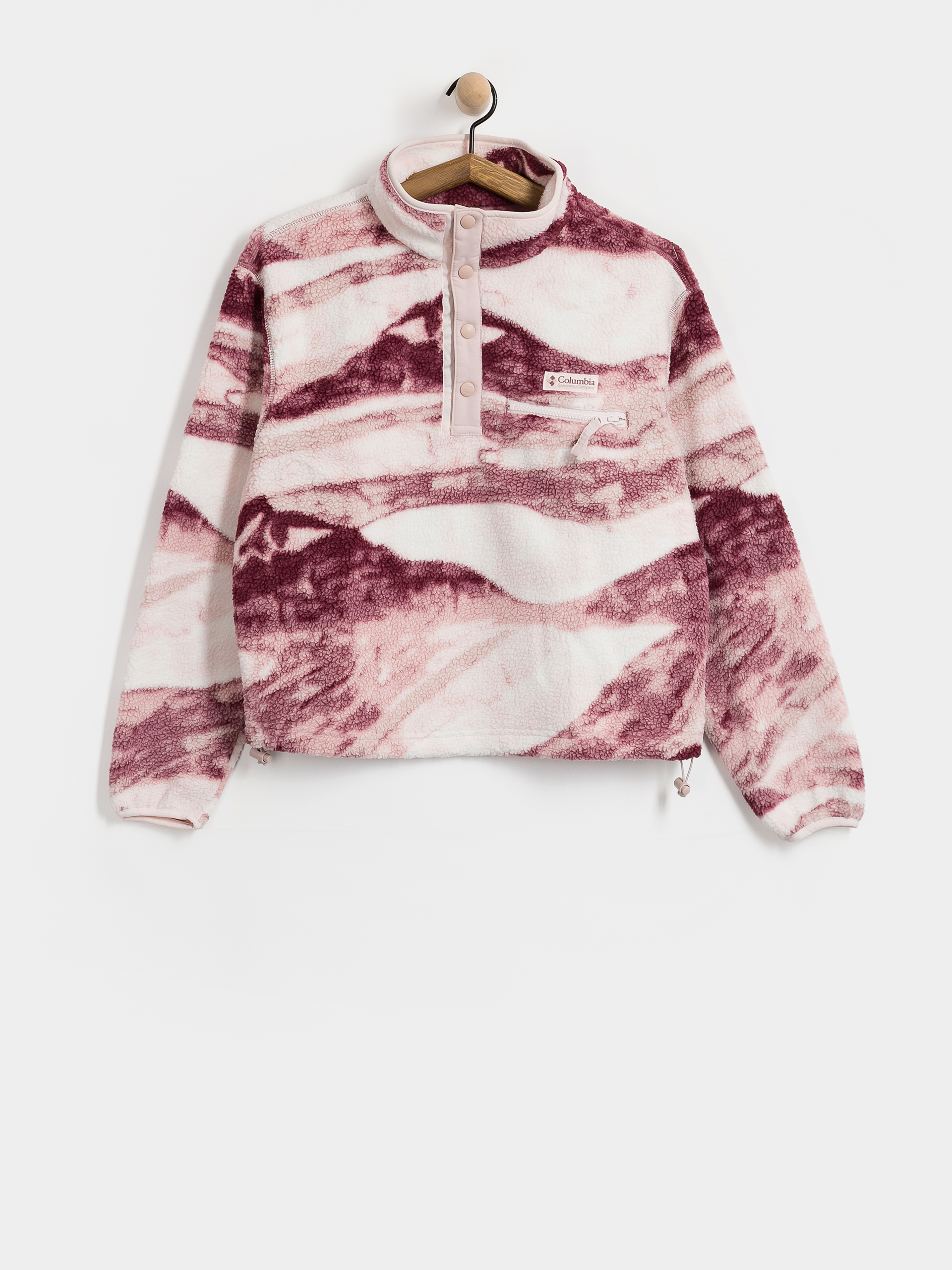 Womens Columbia Fleece  Helvetia II Printed Cropped Half Snap (antique mauve)