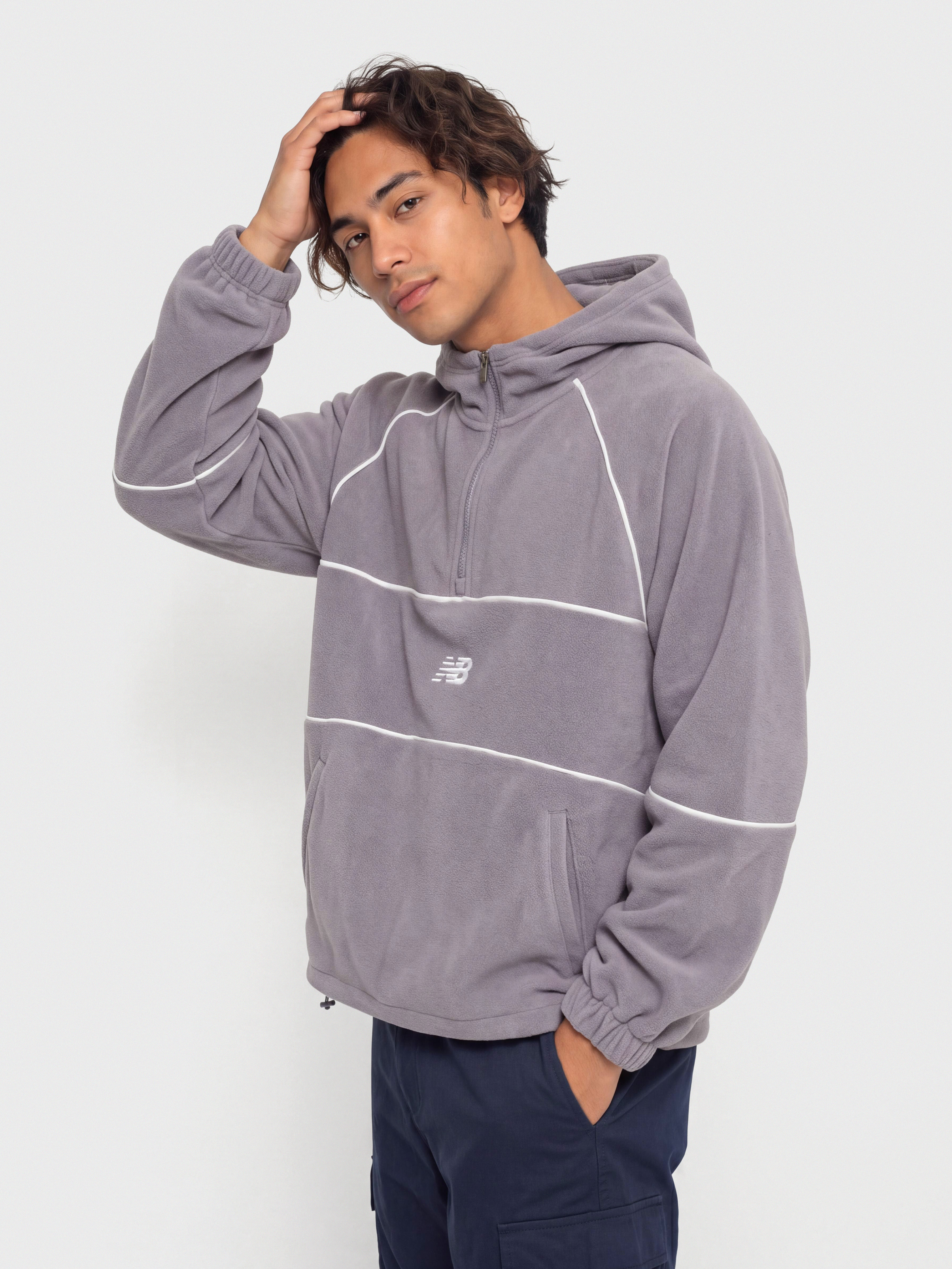 New Balance Trackside Polar Fleece HD Hoodie (off line grey)