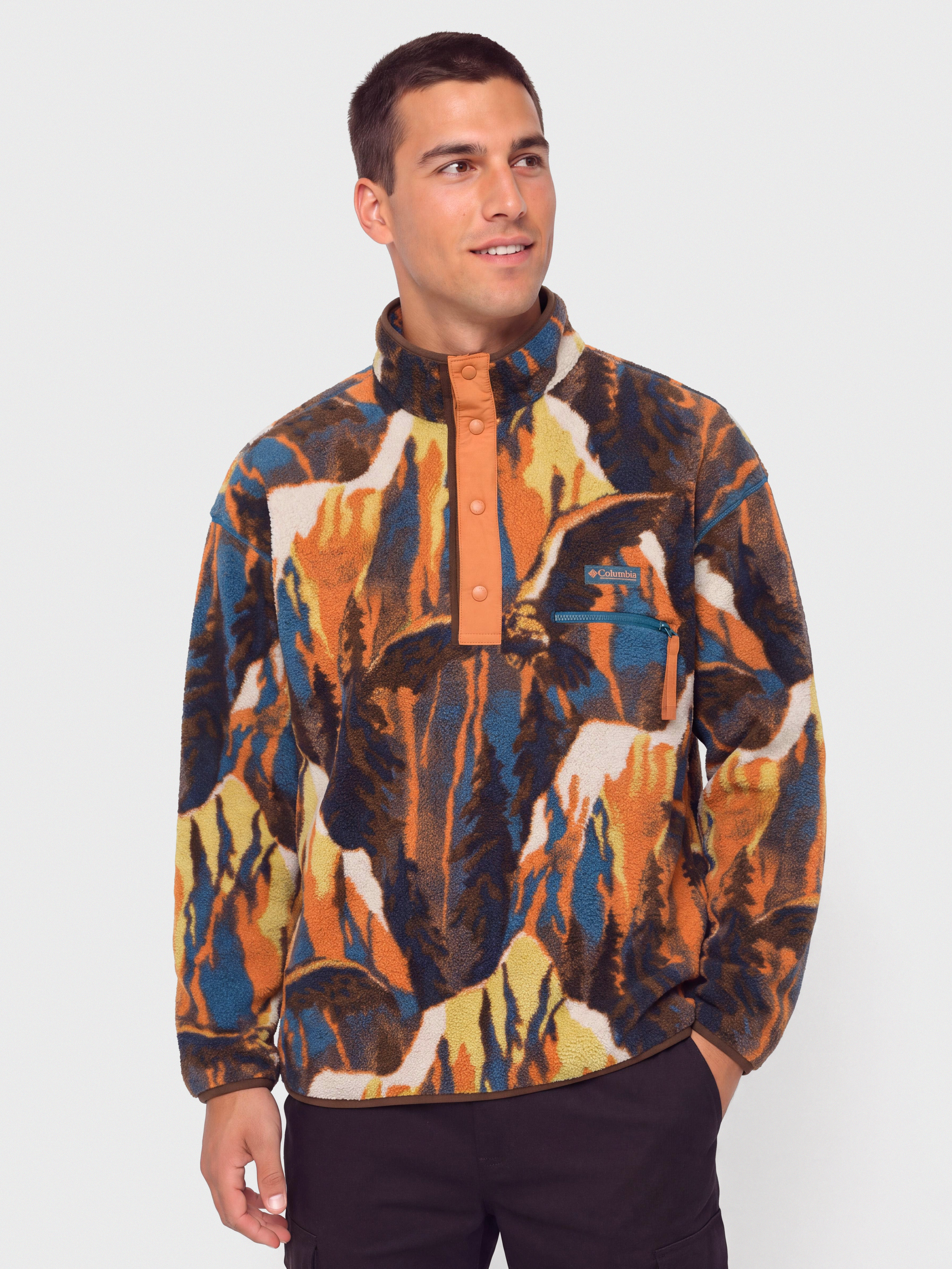 Columbia Helvetia II Printed Half Snap Fleece  (teak brown soar)