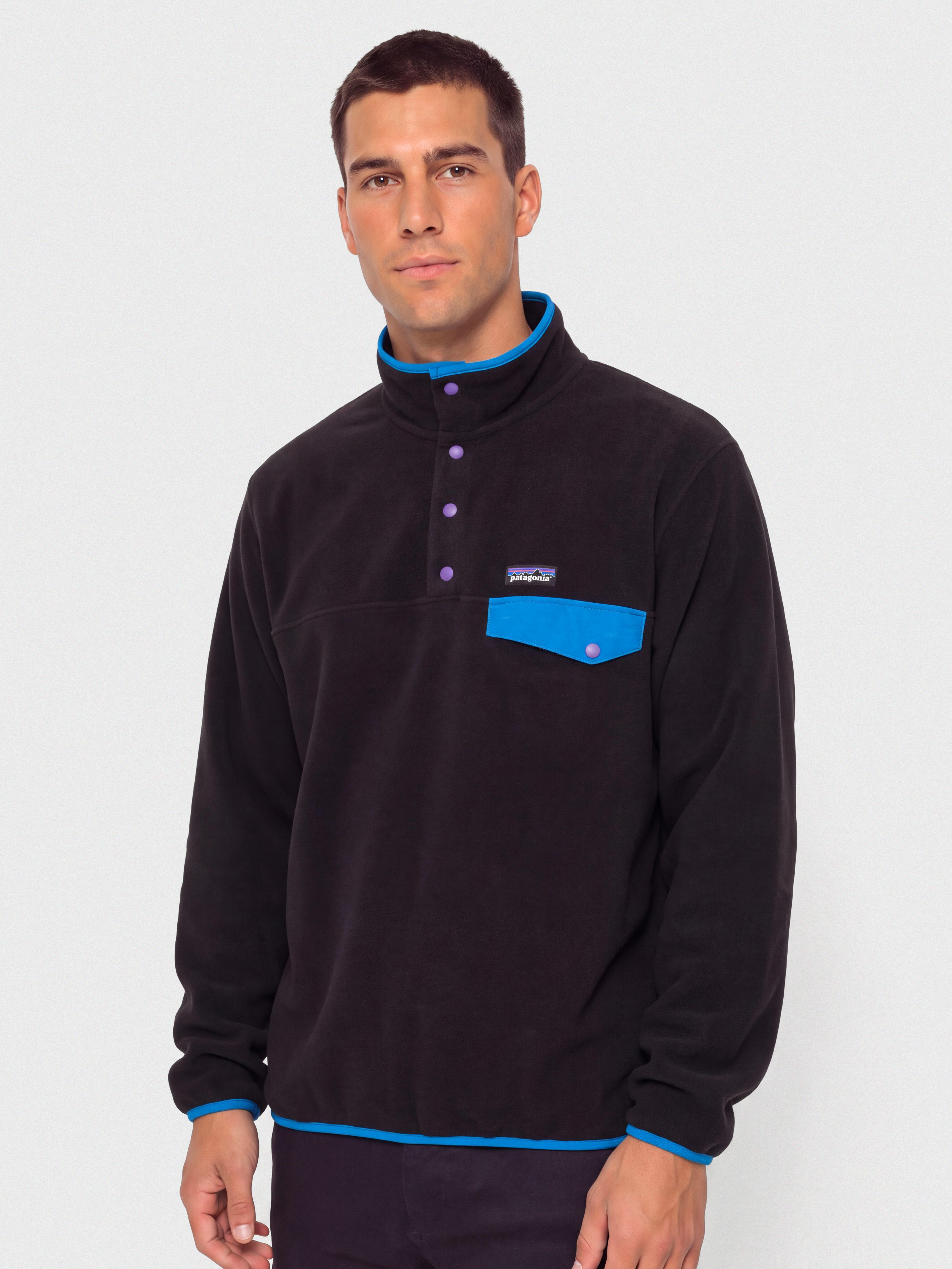 Patagonia LW Synch Snap T Fleece Jacke (black w/p6 blue)