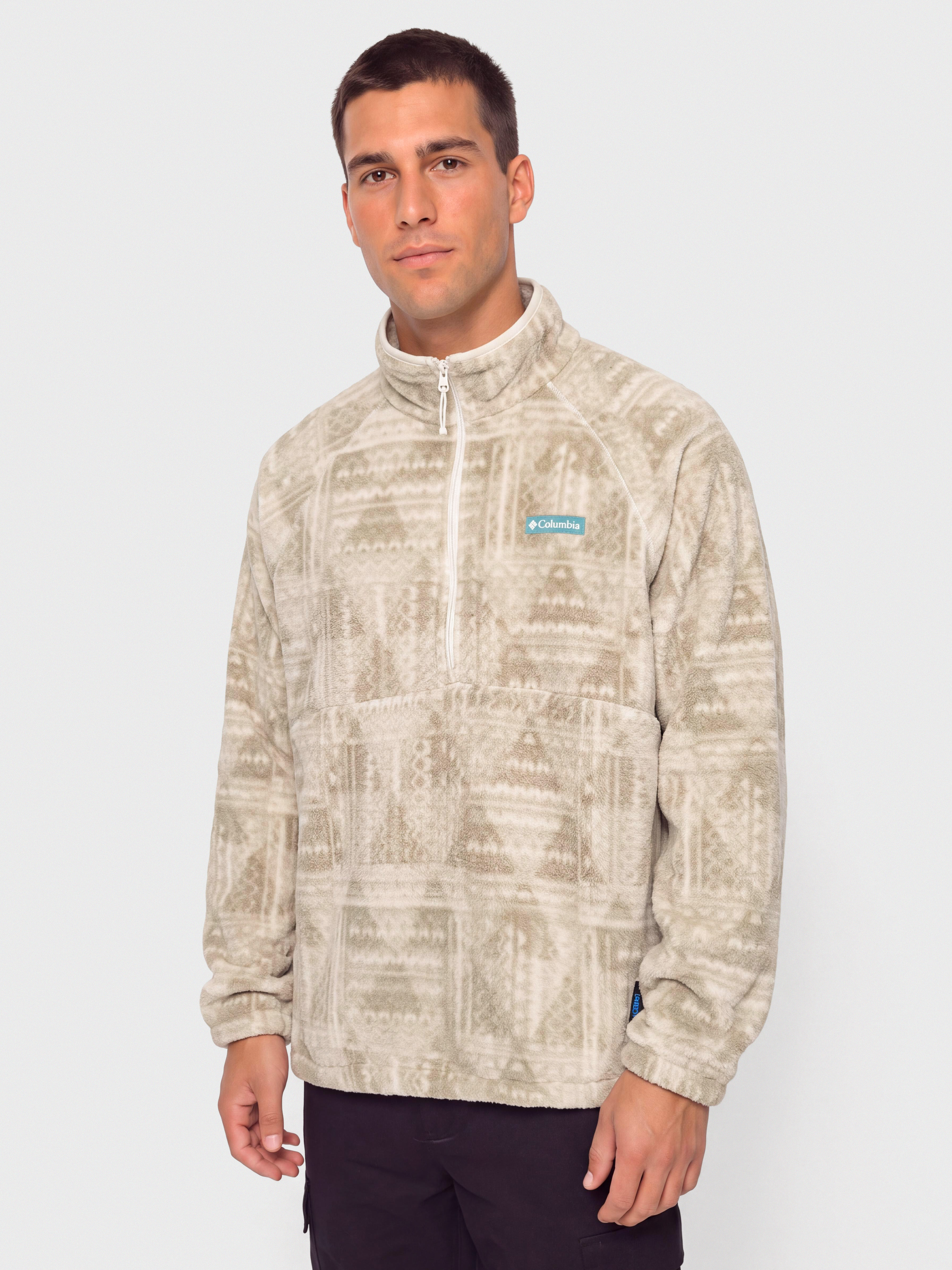 Herren Columbia Timber Crest MTR Printed Half Zip Fleece Jacke (dark stone/geomix)