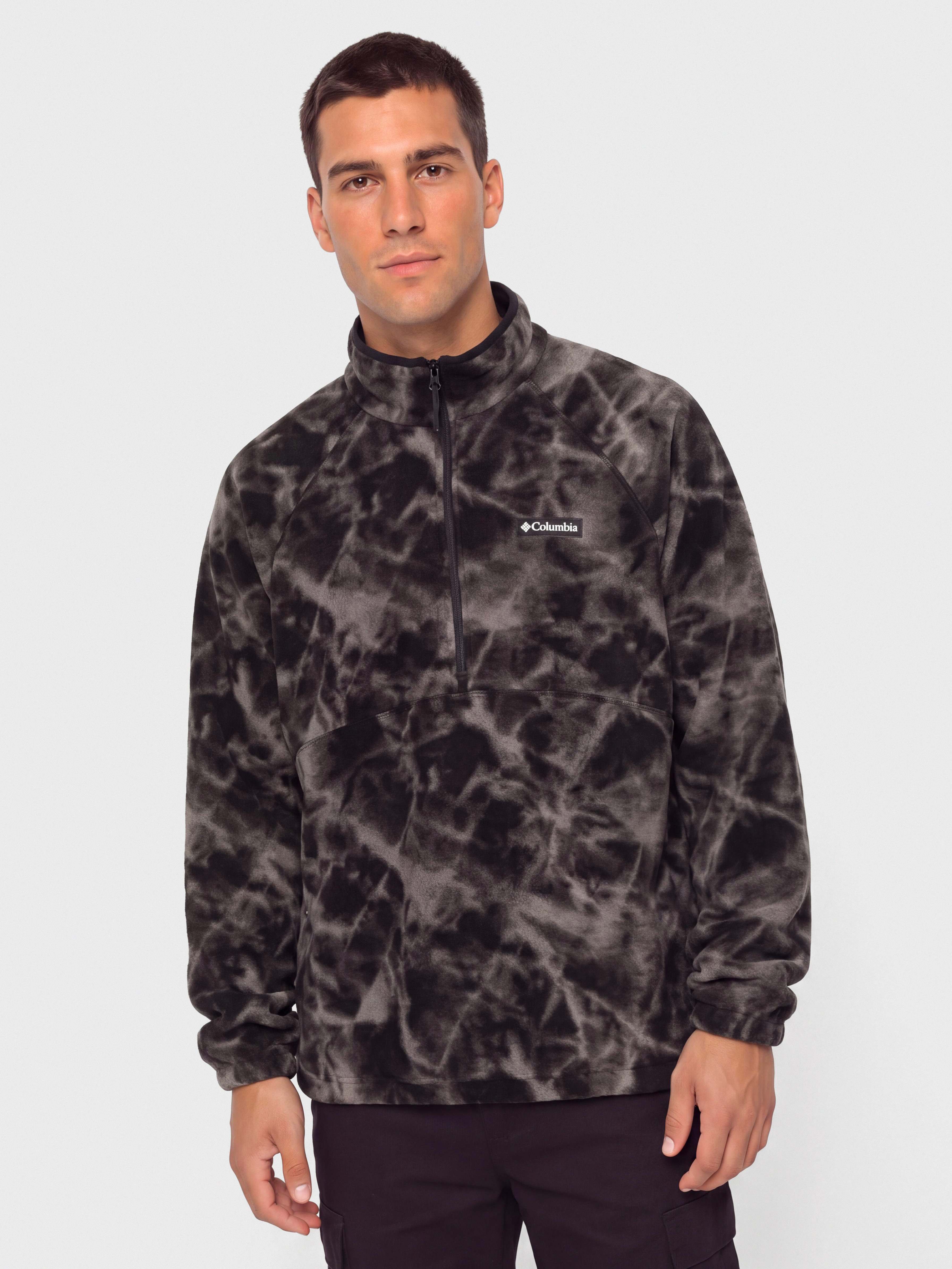 Herren Columbia Fleece Jacke Timber Crest MTR Printed Half Zip (black/icypeaks)