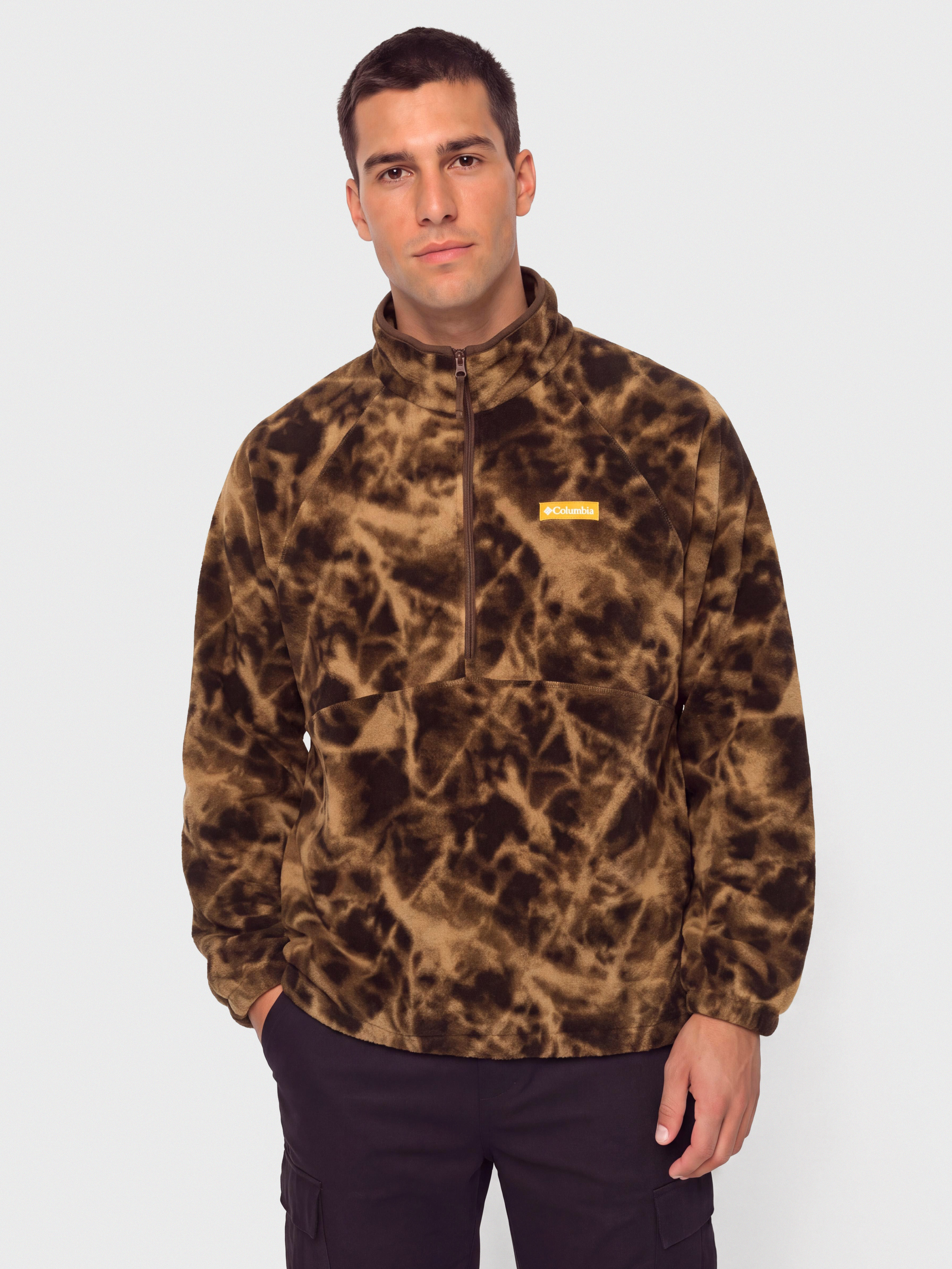 Mens Columbia Fleece  Timber Crest MTR Printed Half Zip (tobacco/icypeaks)