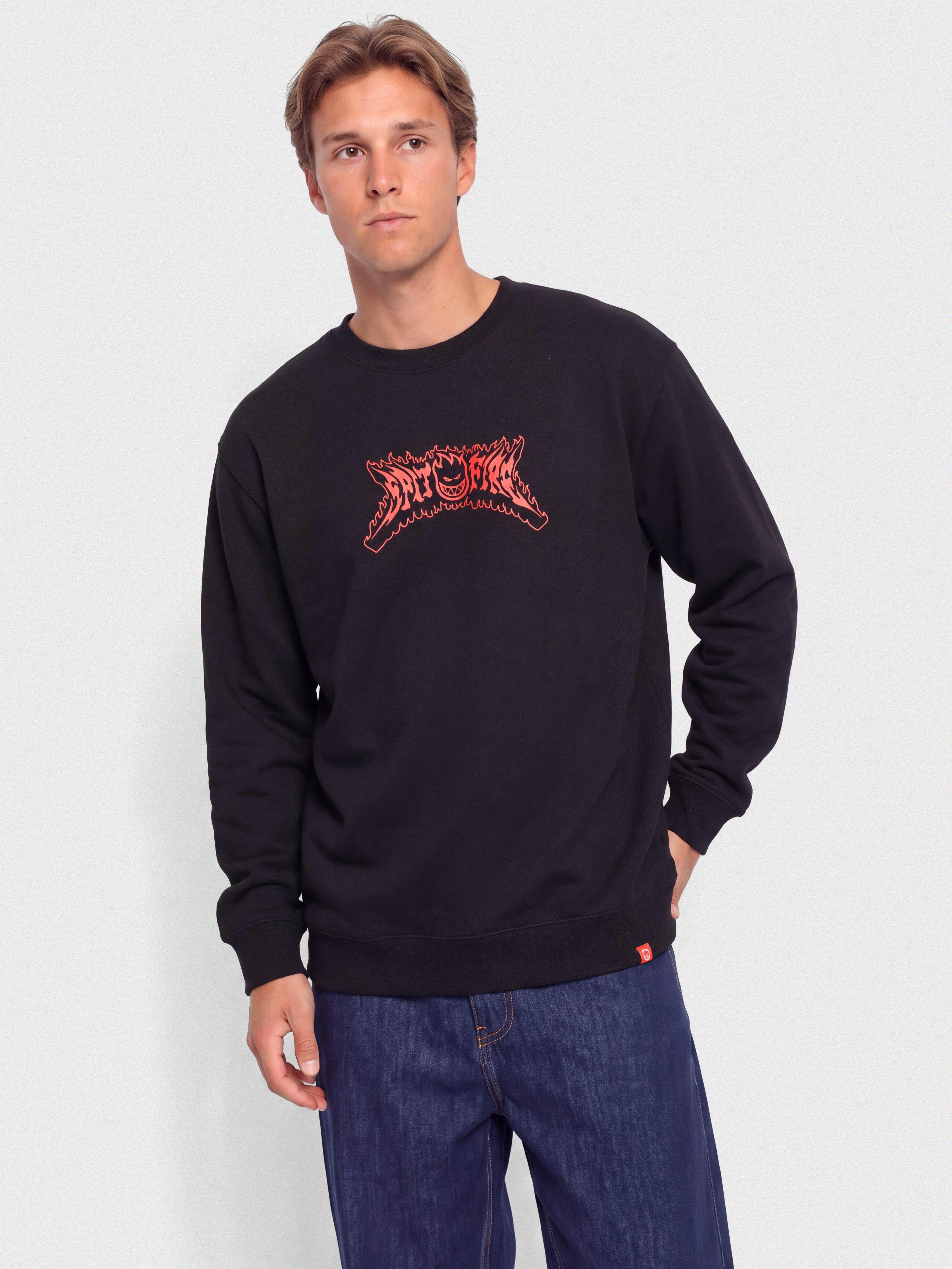 Spitfire Flame Out Bighead Sweatshirt (black w/red&black print)