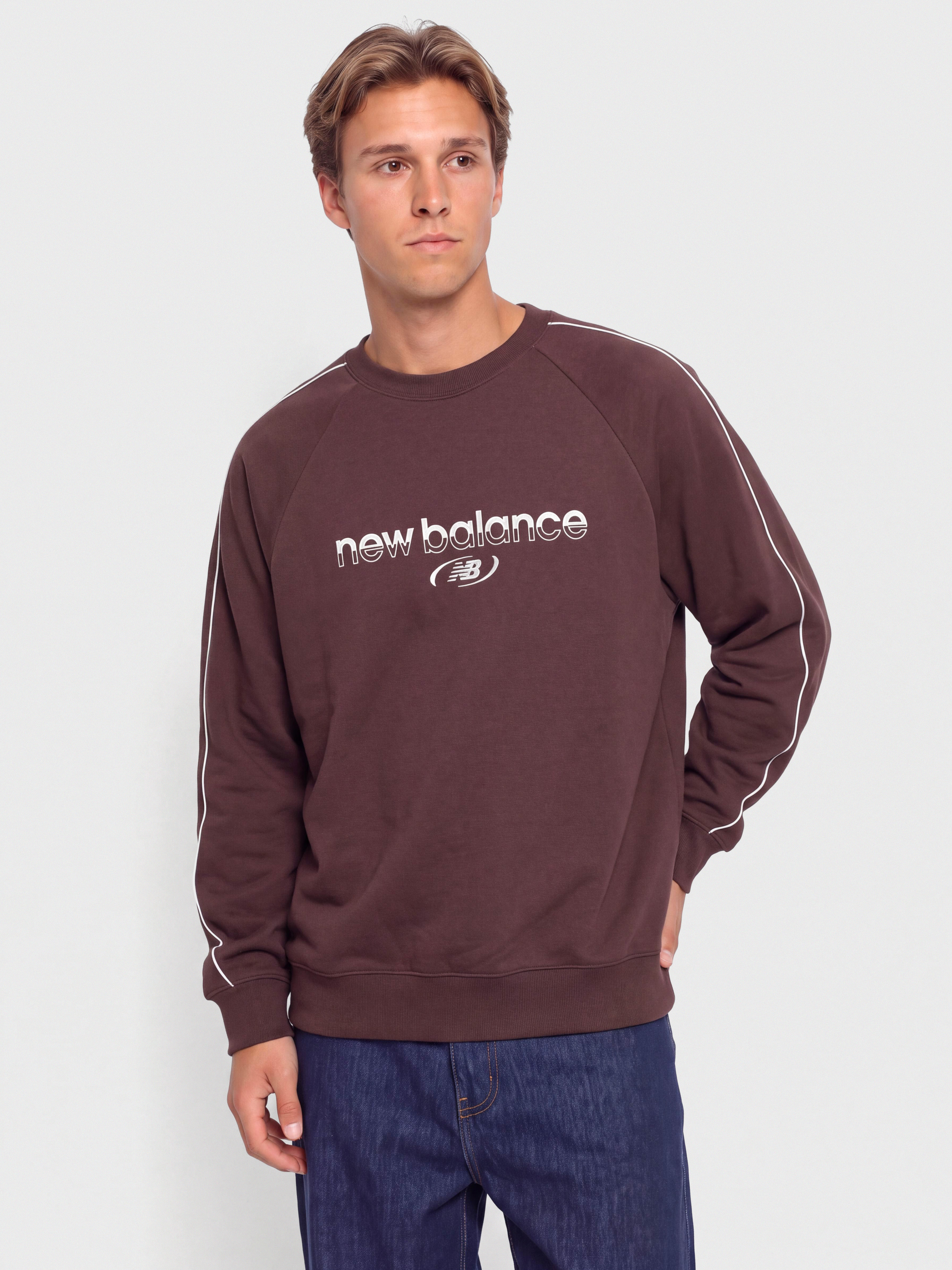 New Balance Trackside French Terry Sweatshirt (cherry leather)