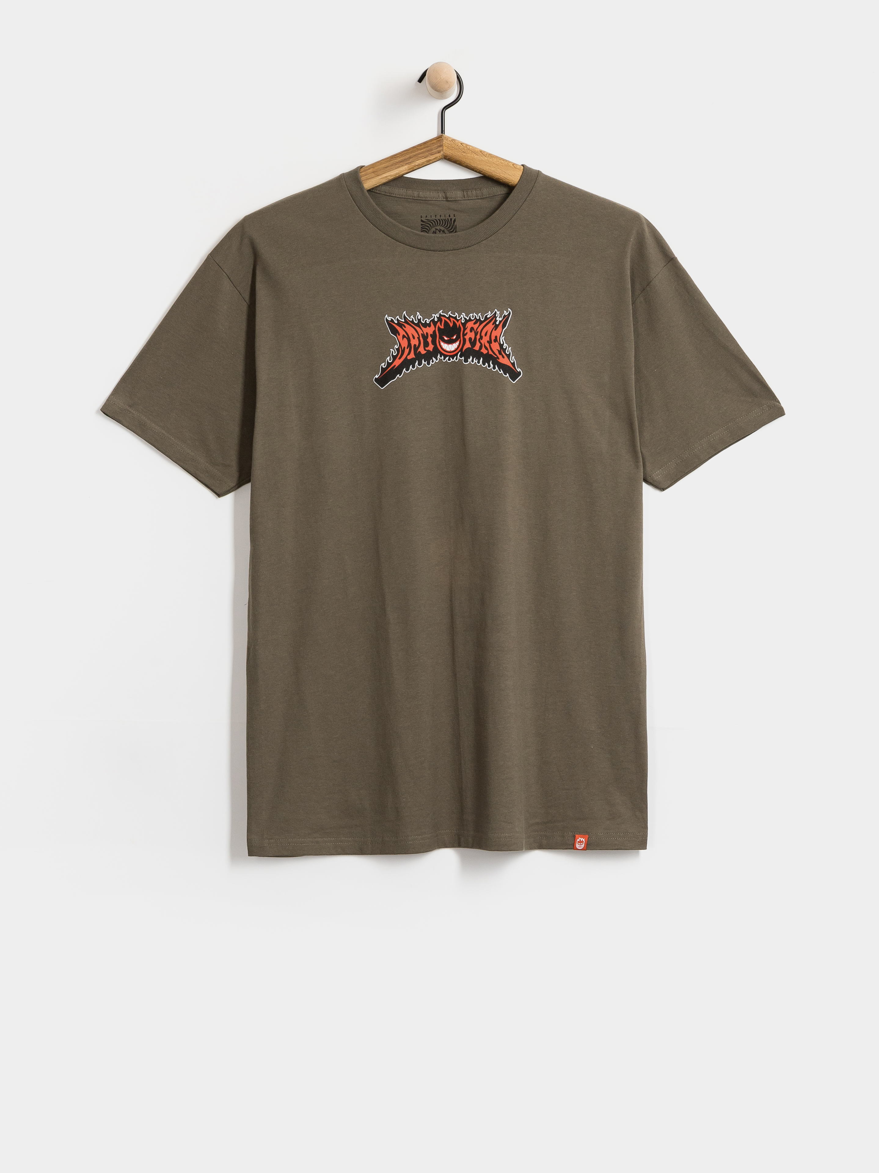 Spitfire Flame Out Bighead Fill T-Shirt (military green w/red black&white print)