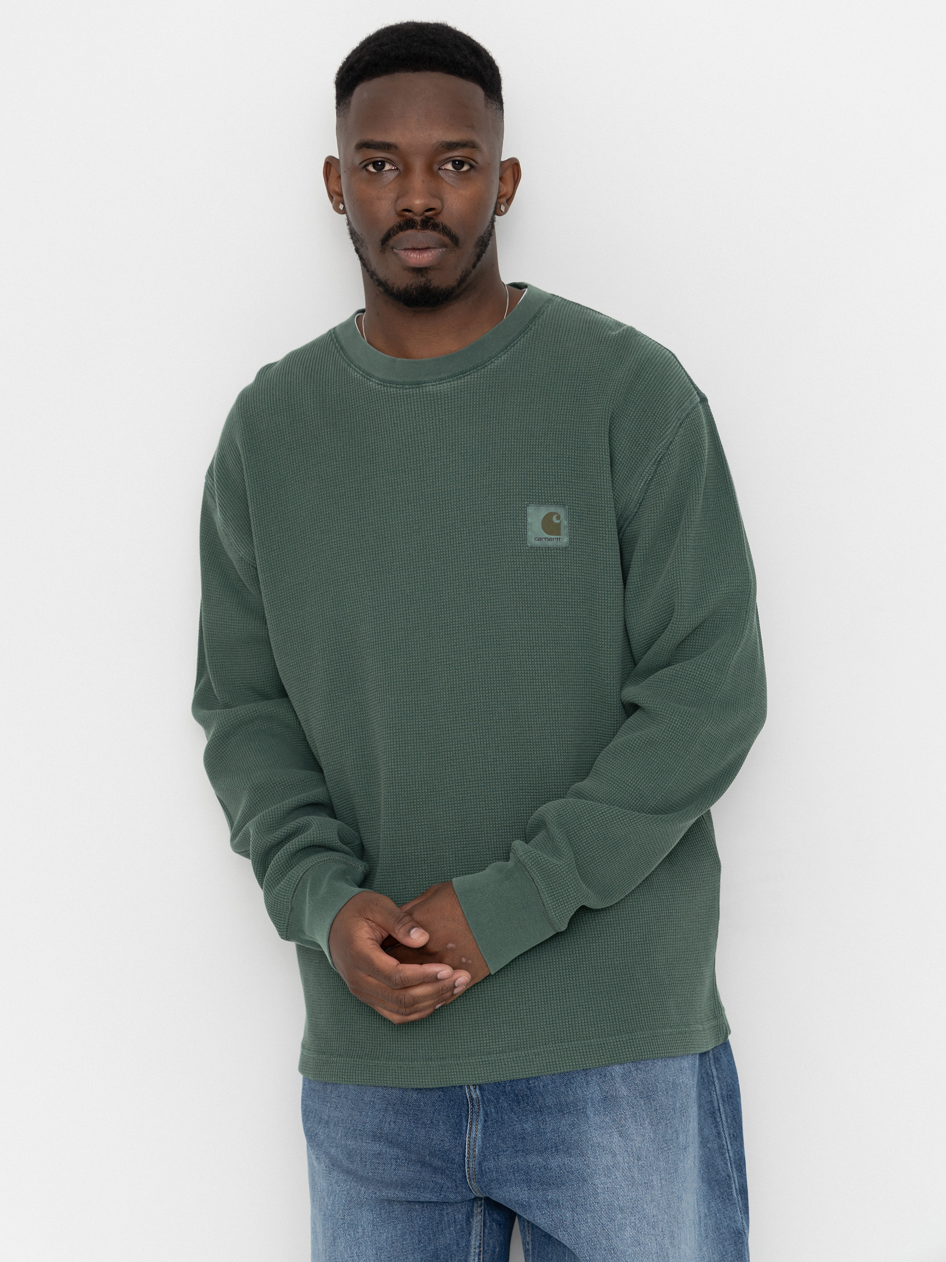 Carhartt WIP Vista Waffle Longsleeve (dark scarab/garment dyed)