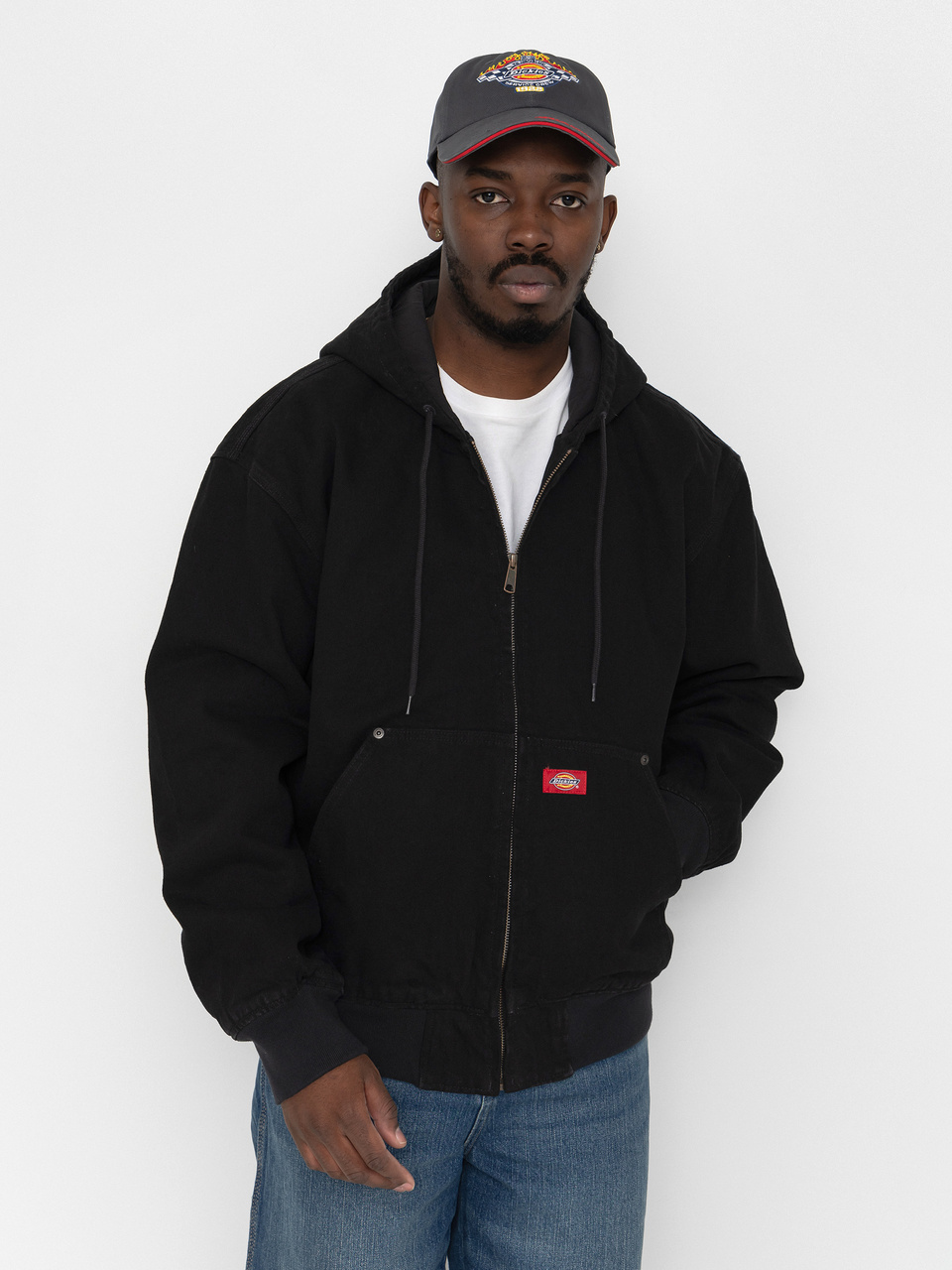 Dickies Hilham Lined Denim Hooded Bomber Jacke (black)
