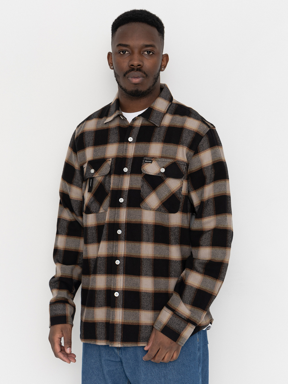 Brixton Hemd Bowery Flannel (black/cream)