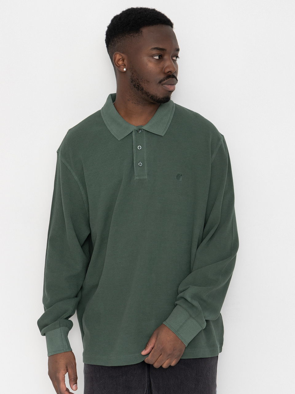 Carhartt WIP Longsleeve Waffle Rugby (dark scarab/garment dyed)