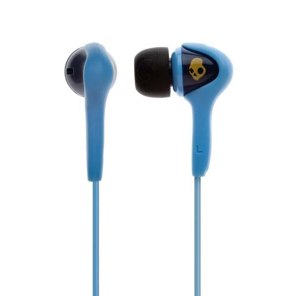light blue earphones