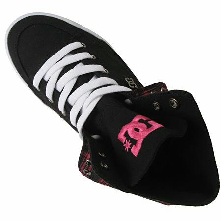 pink and black dc shoes