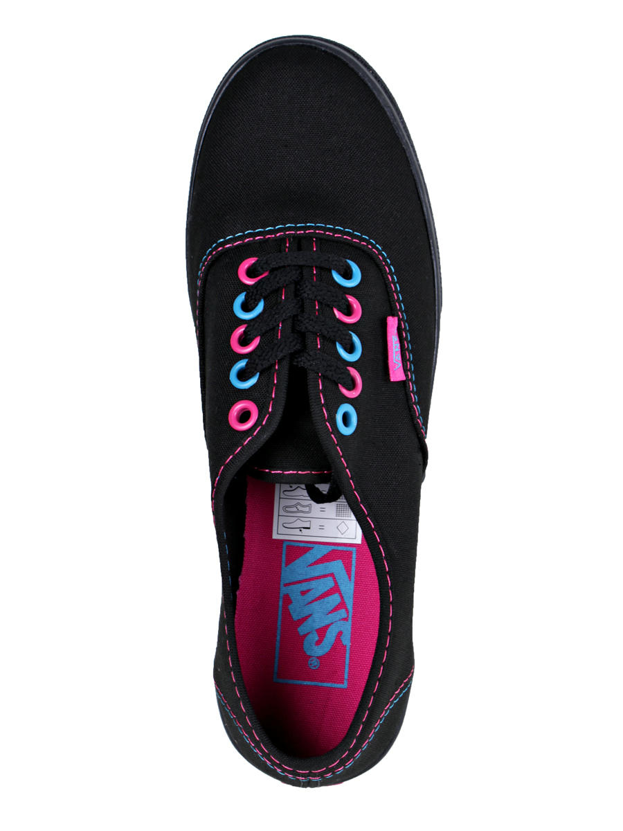 black pink and blue vans