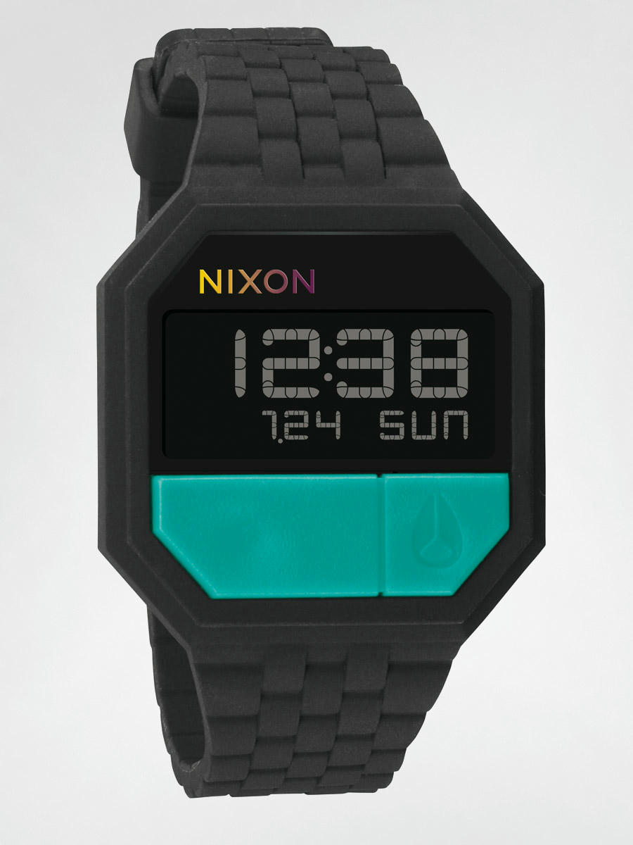 Nixon Watch Rubber Re run black black teal