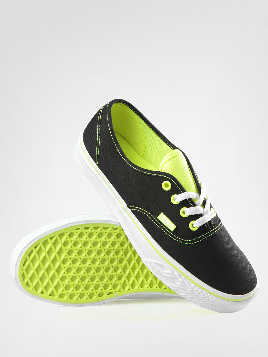 black and neon yellow sneakers